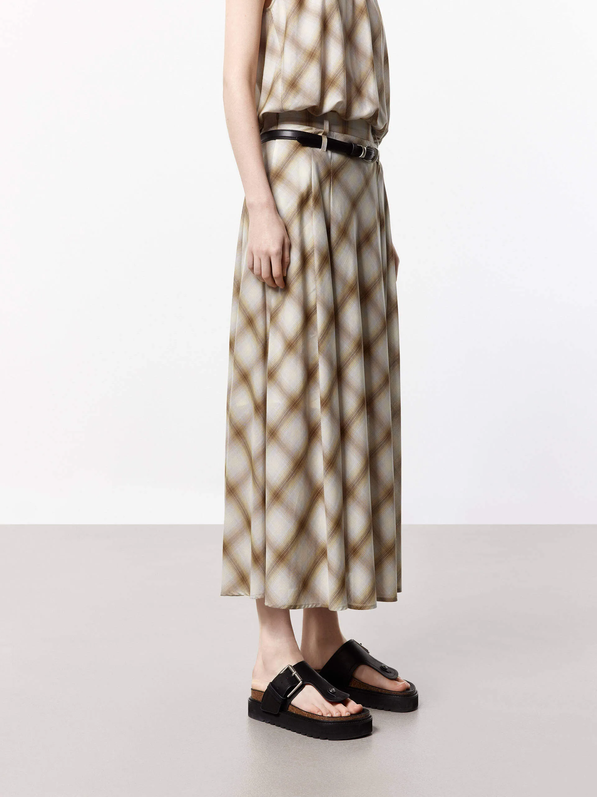 Double Loops Plaid Skirt