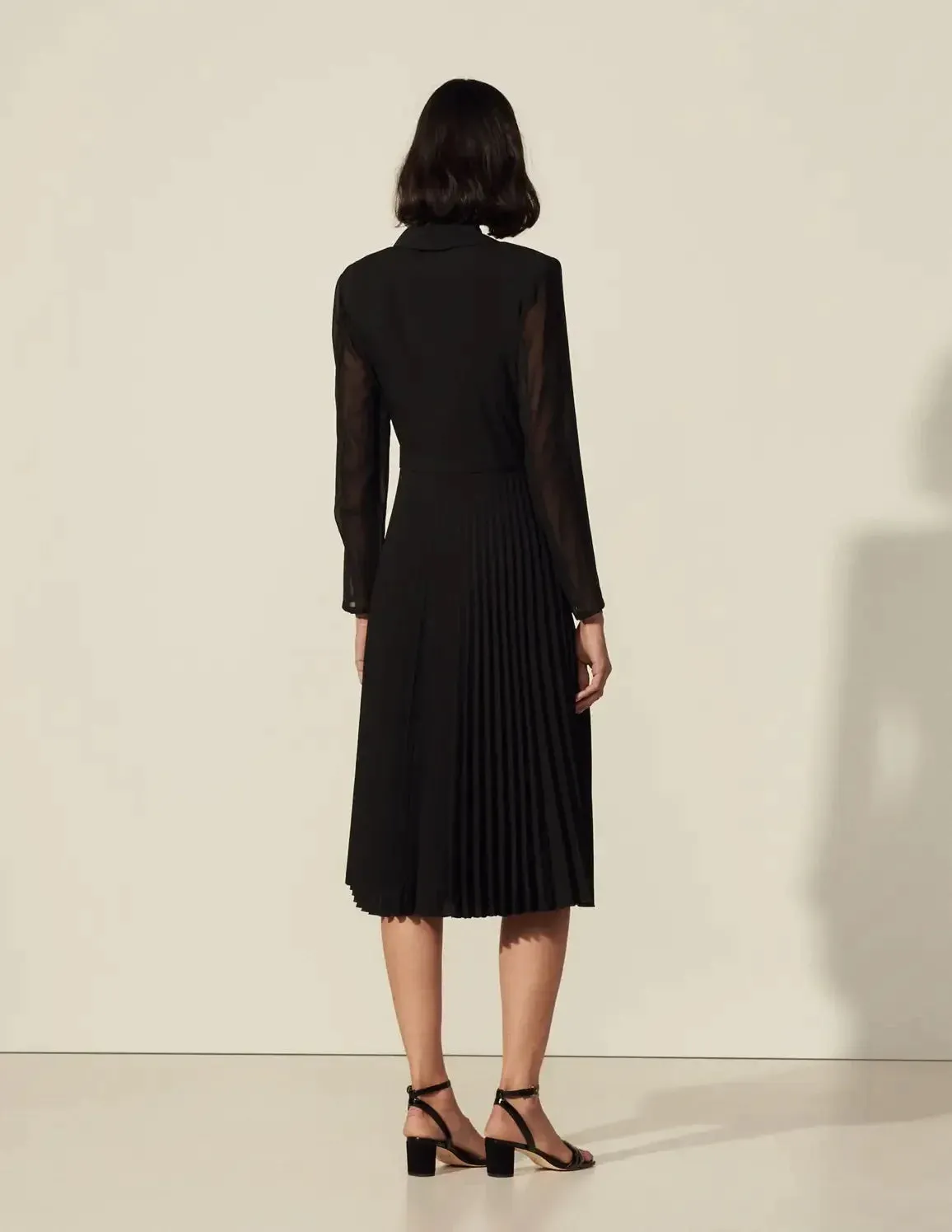 Dual-Material Long-Sleeved Dress