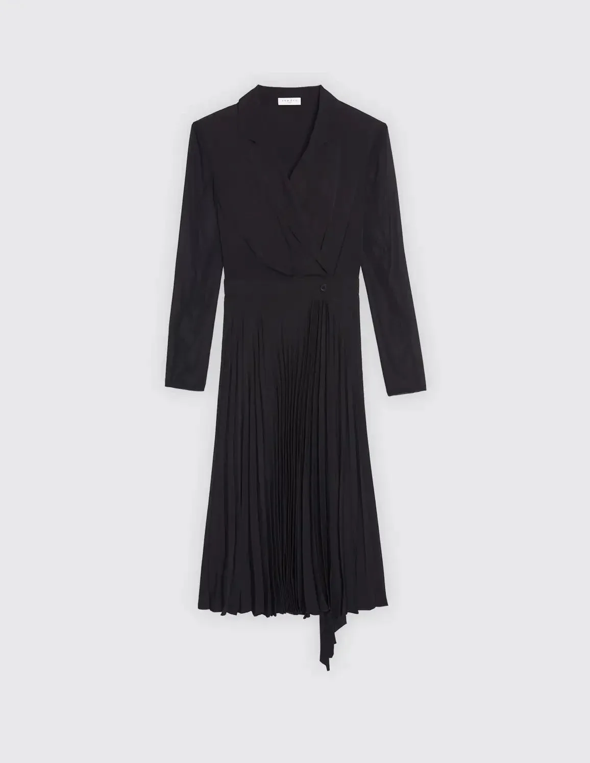 Dual-Material Long-Sleeved Dress