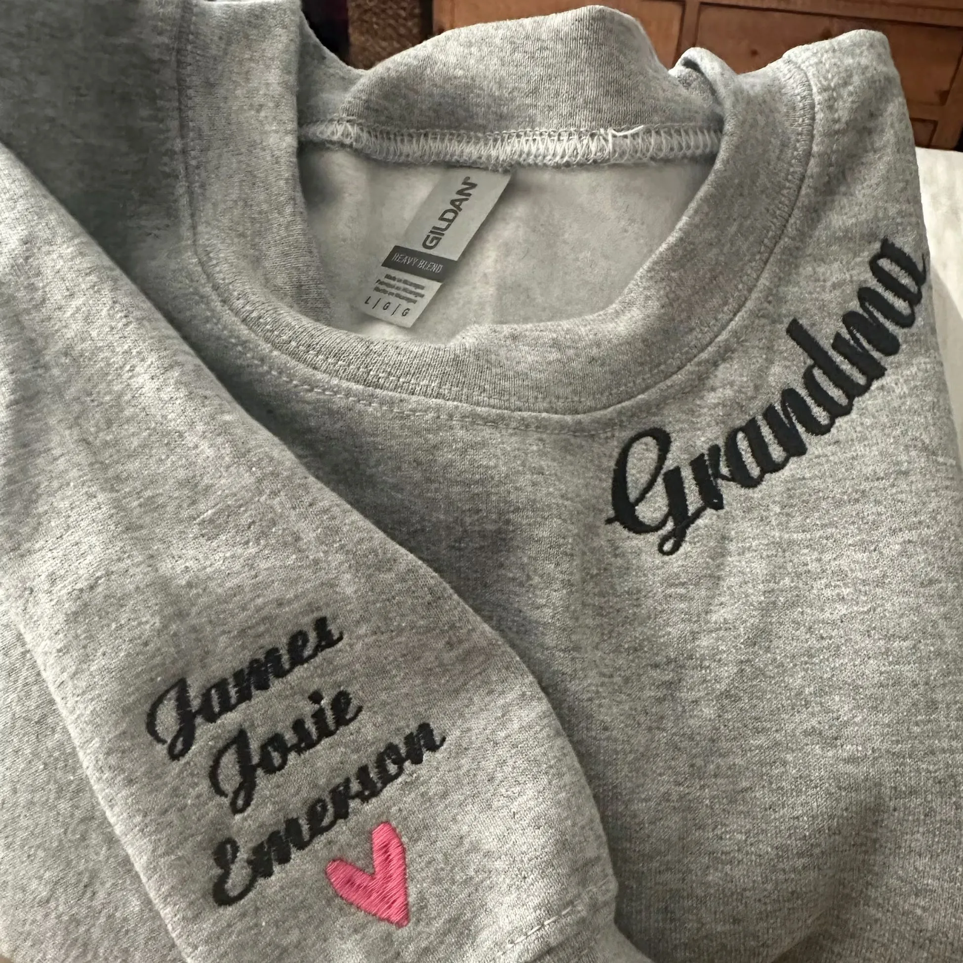 Embroidered Funtie Sweatshirt with Children Names on Sleeve