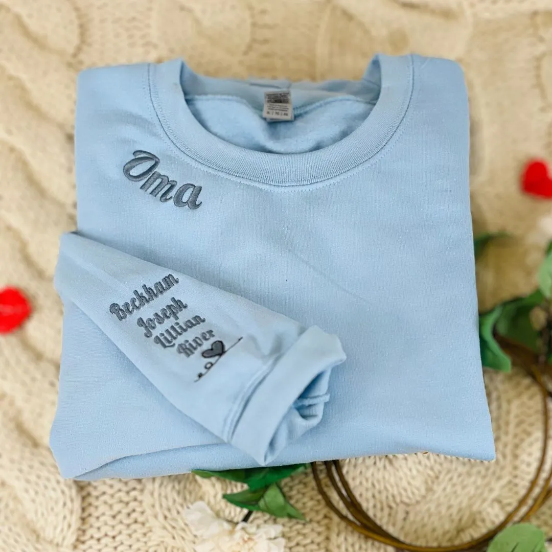 Embroidered Funtie Sweatshirt with Children Names on Sleeve