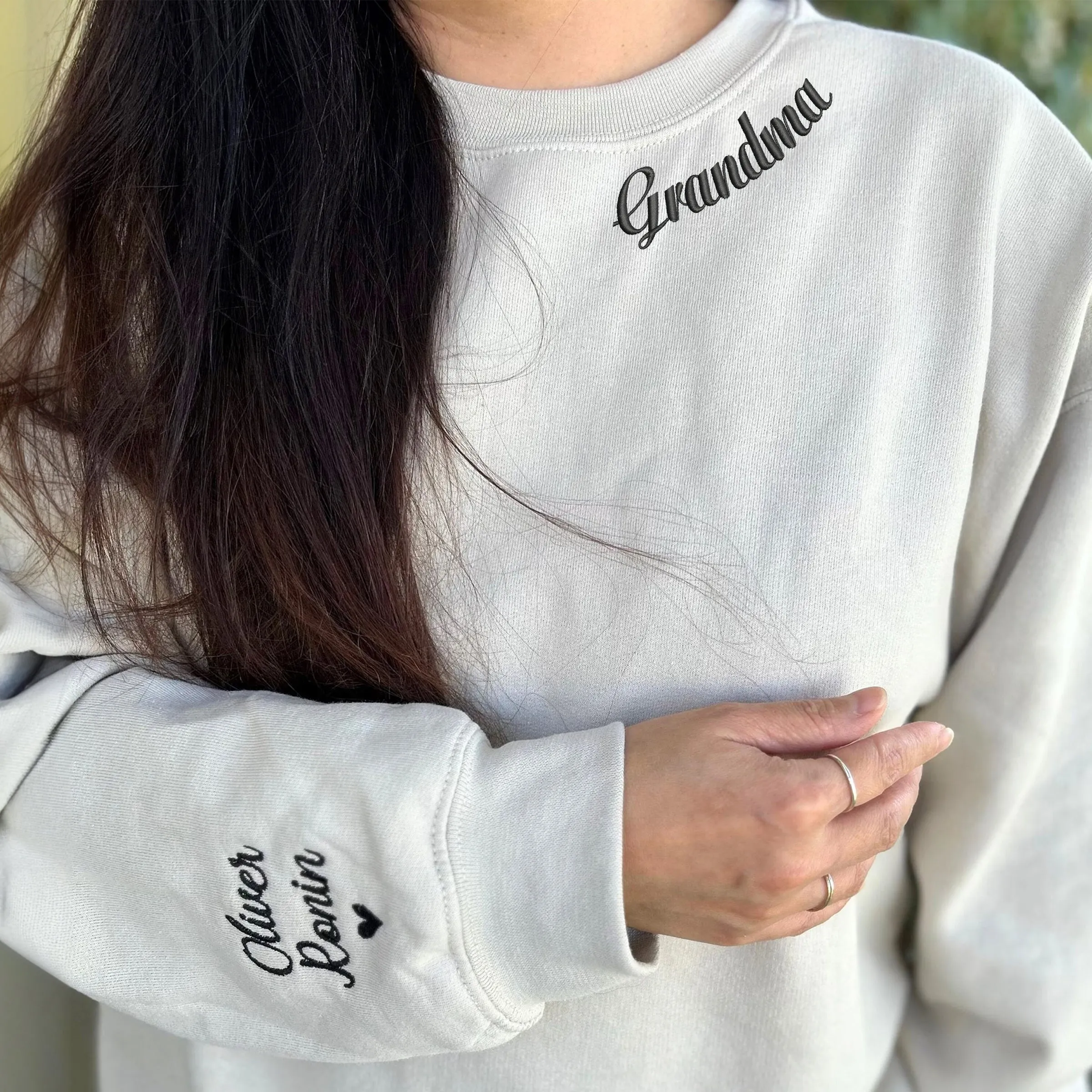 Embroidered Funtie Sweatshirt with Children Names on Sleeve