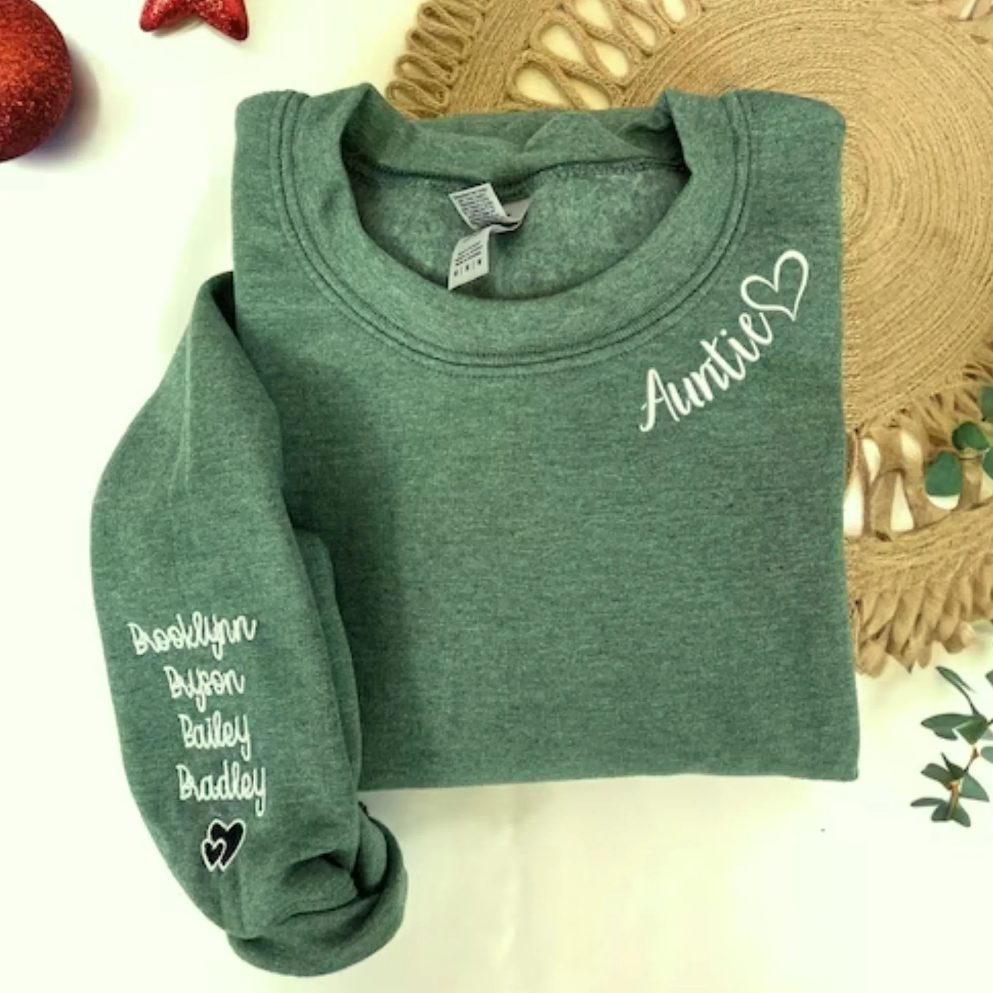 Embroidered Funtie Sweatshirt with Children Names on Sleeve