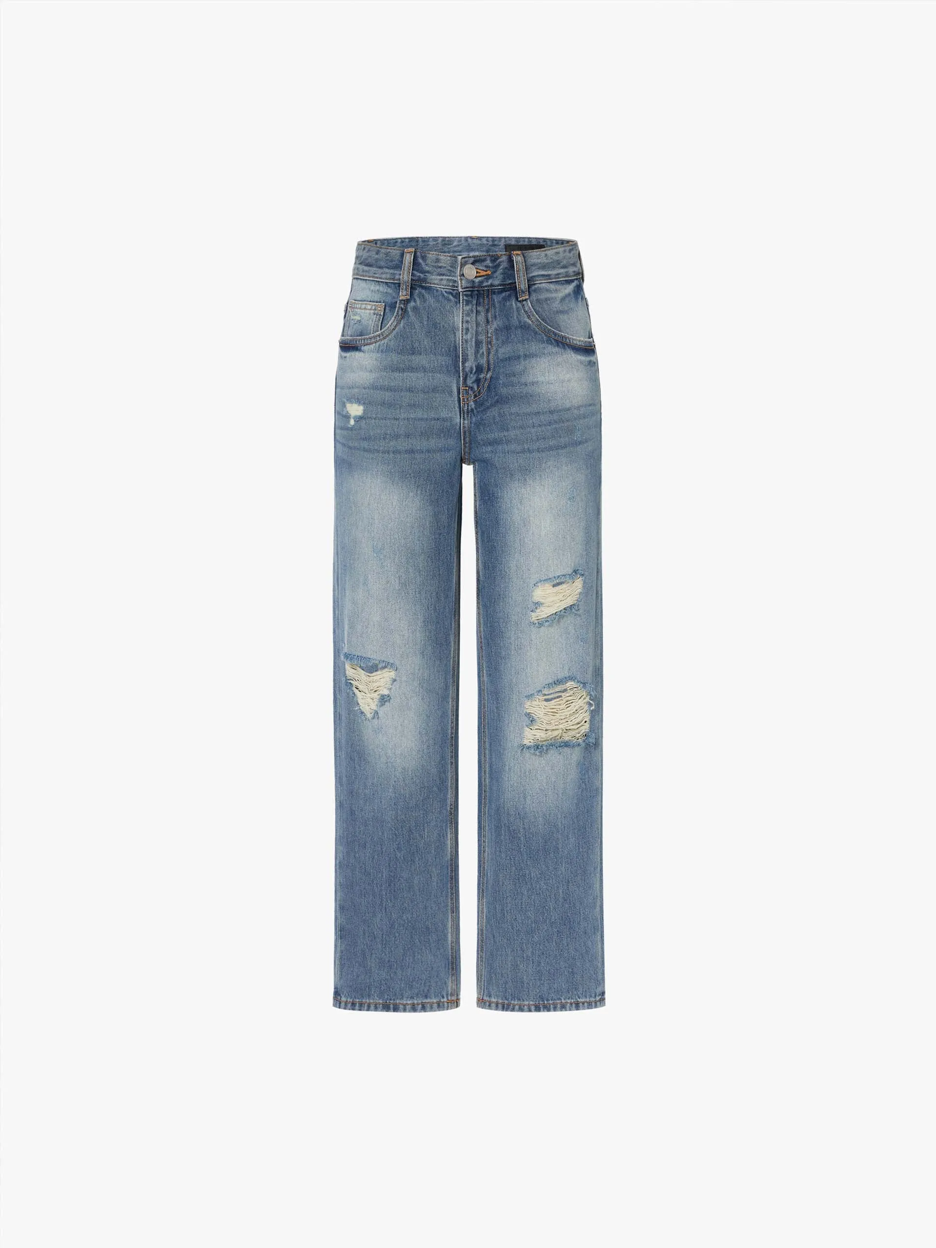 Frayed Detail Ankle Jeans