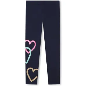 Girls Navy Heart Leggings