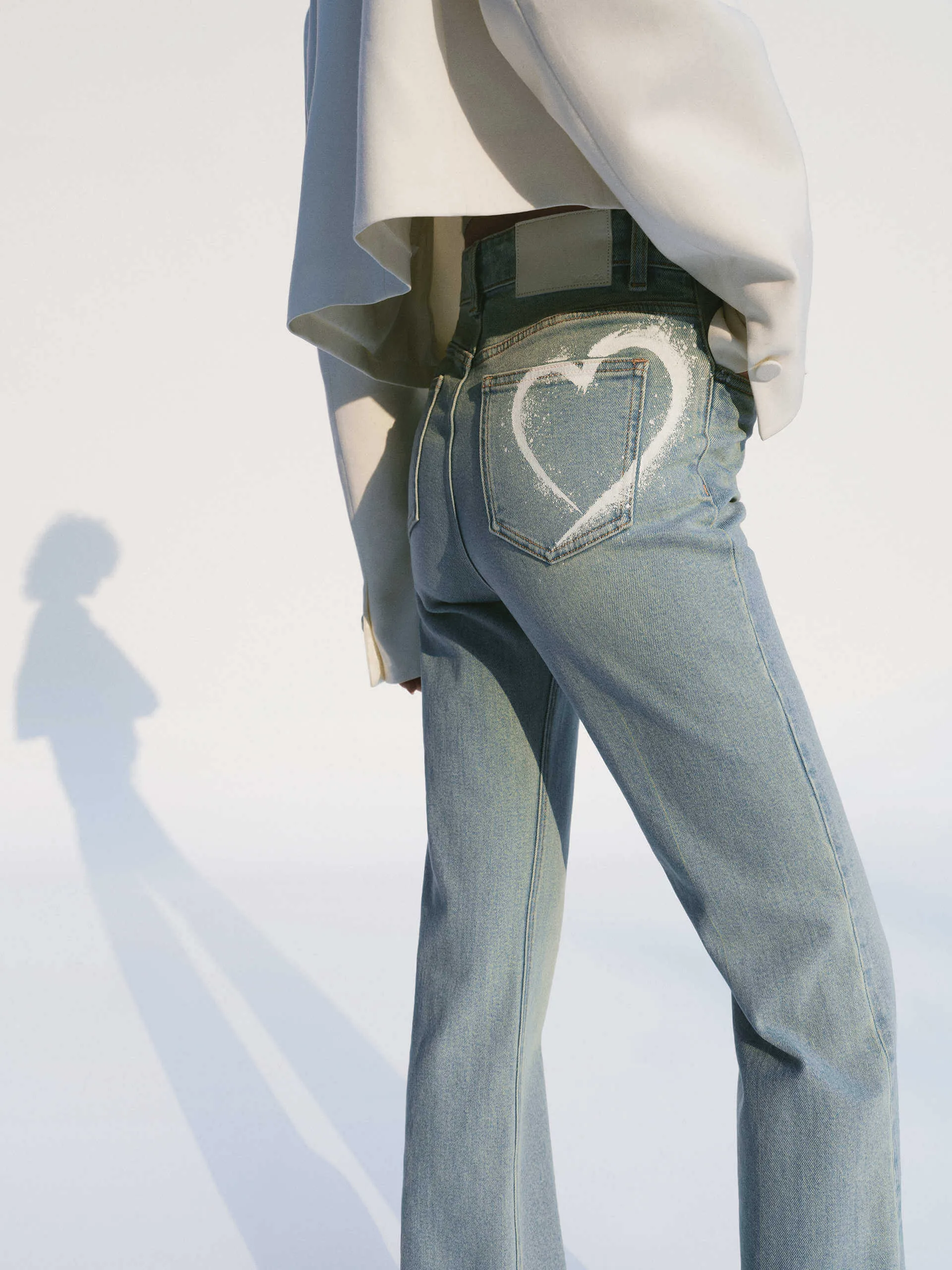 Heart Print Straight Jeans