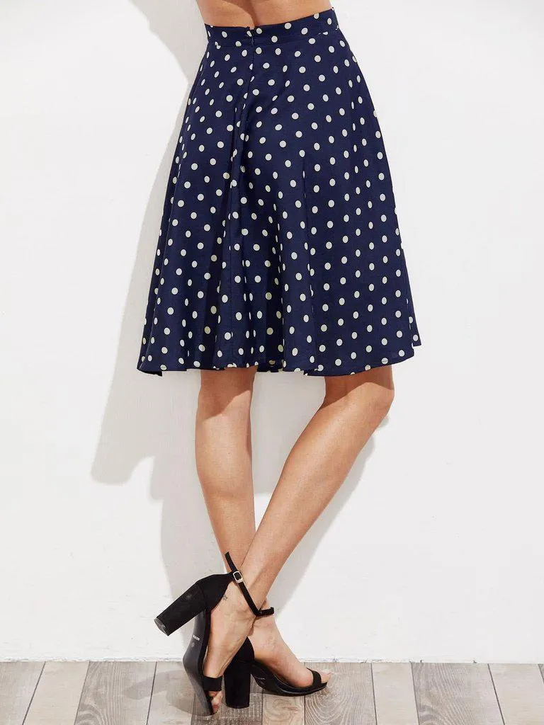 Hidden Pocket Detail Polka Dot Circle Skirt