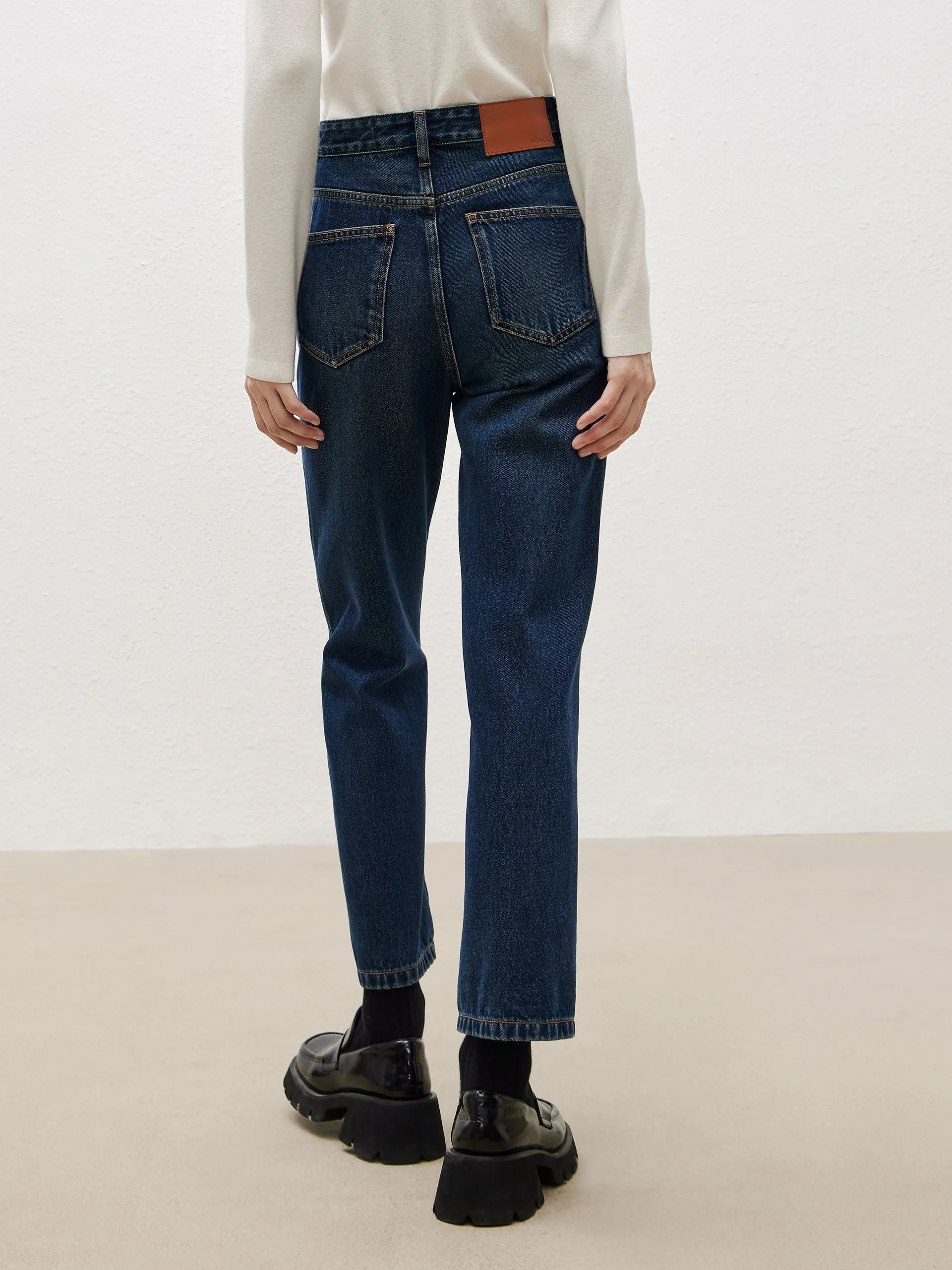 High Waist Ankle Jeans with Straight