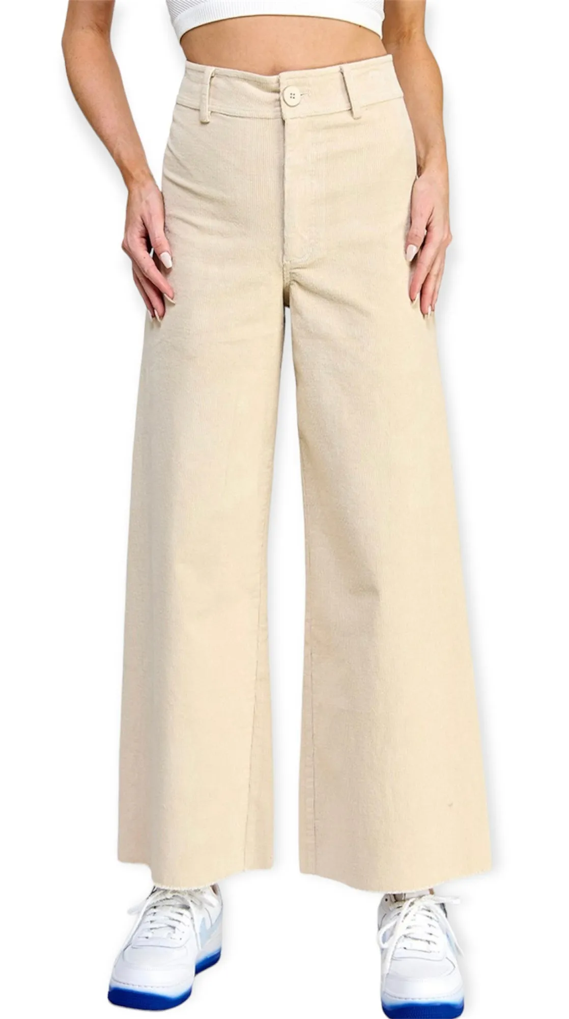 High-Waisted Sailor Straight  Corduroy Jeans