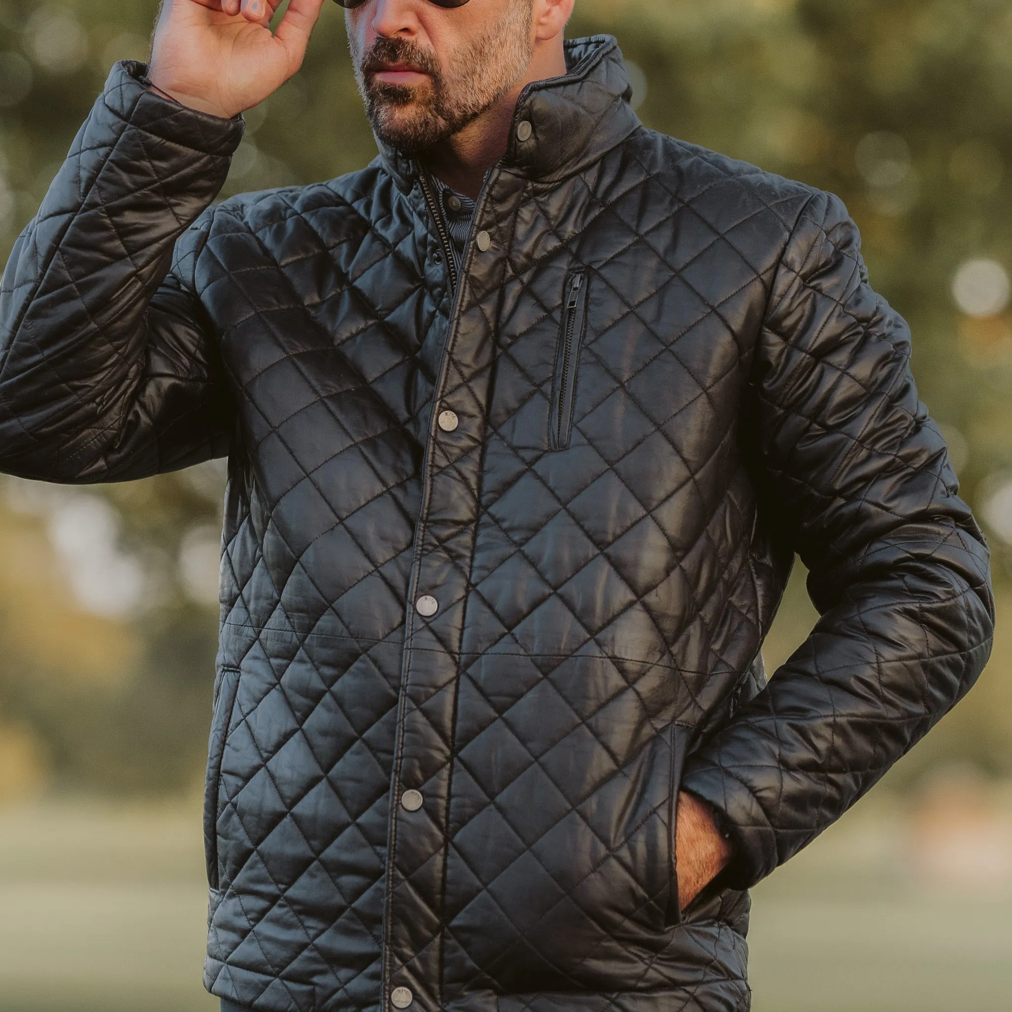 Highlands Quilted Leather Jacket | Black