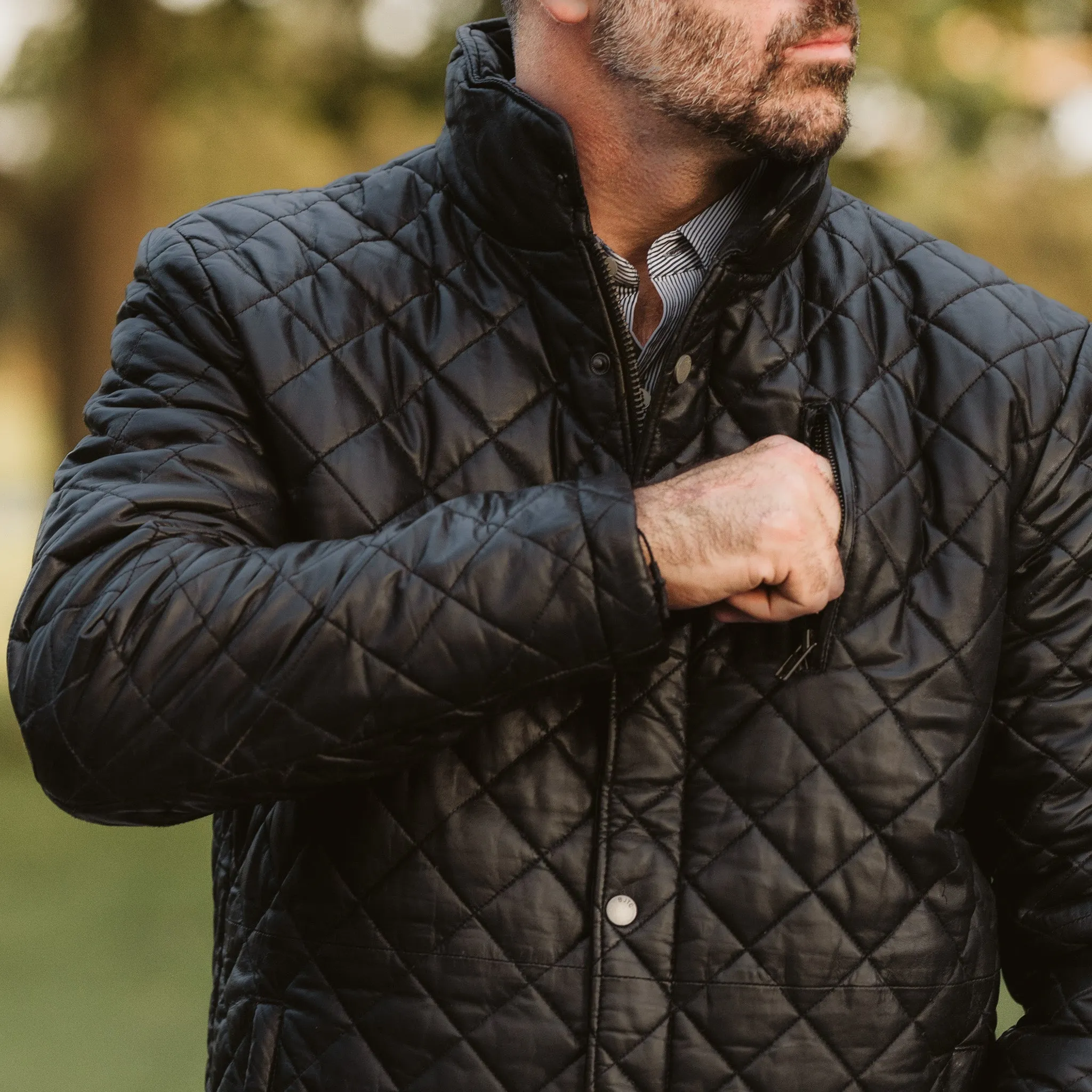 Highlands Quilted Leather Jacket | Black