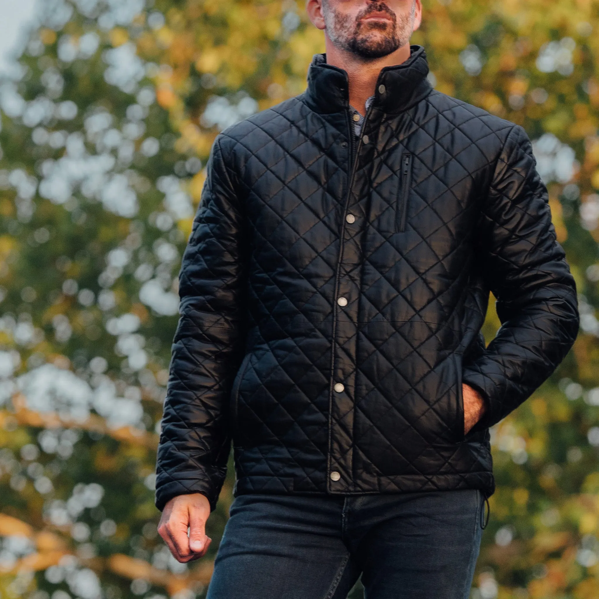 Highlands Quilted Leather Jacket | Black