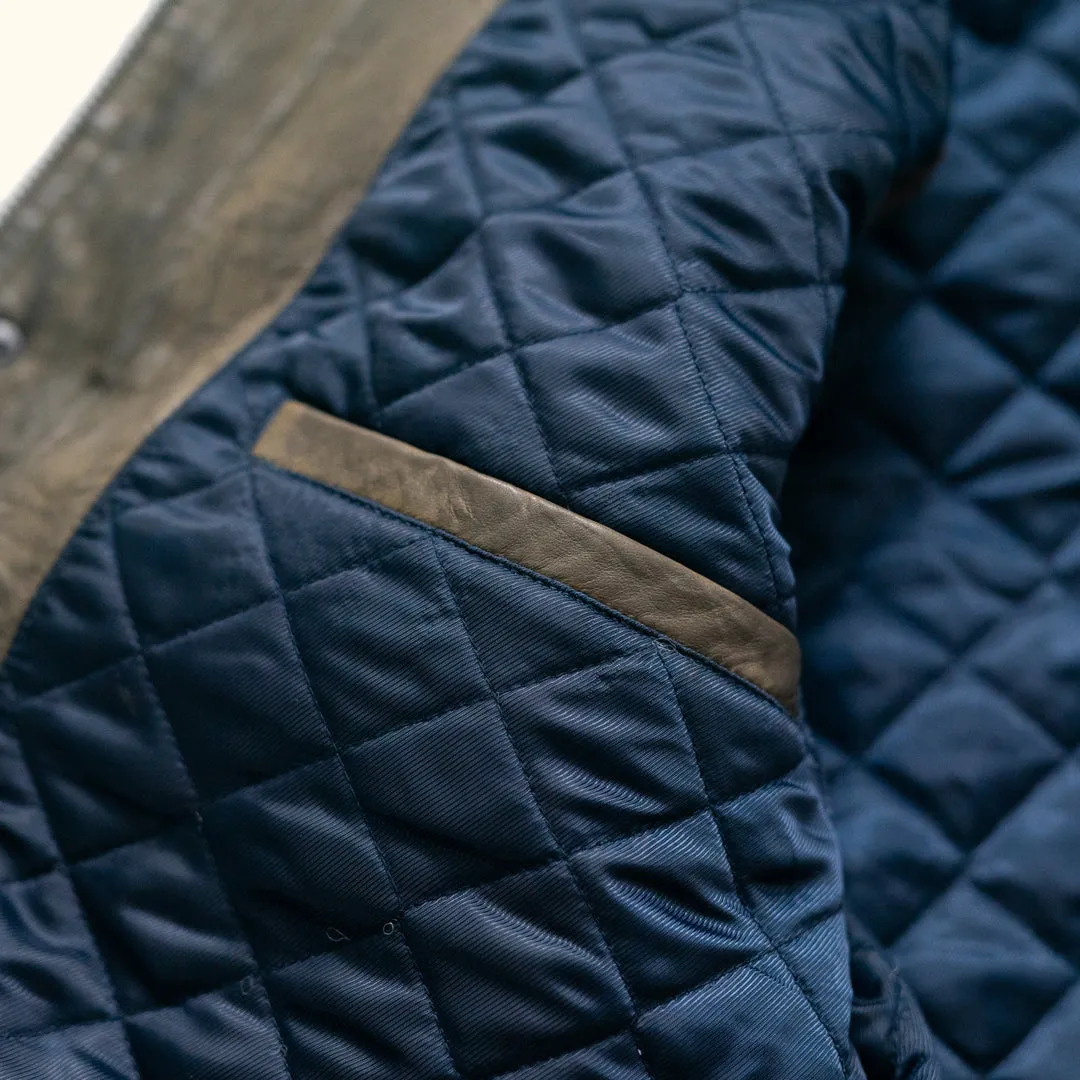 Highlands Quilted Leather Jacket | Olive Green