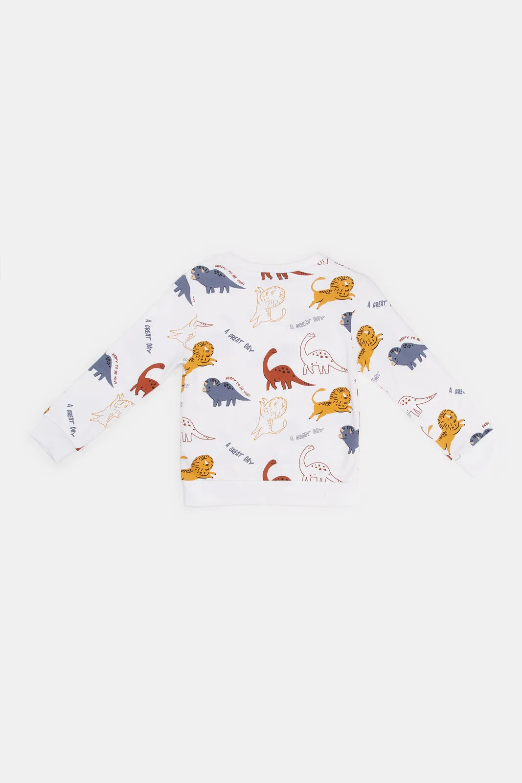 Infant Boys White Printed Jungle Sweatshirts