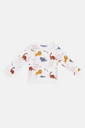 Infant Boys White Printed Jungle Sweatshirts