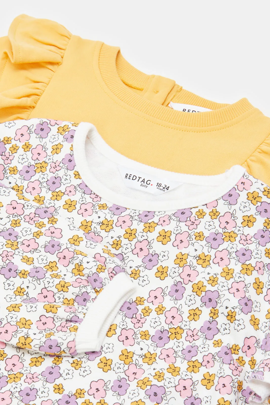 Ivory Floral Aop & Mustard Solid Sweatshirt