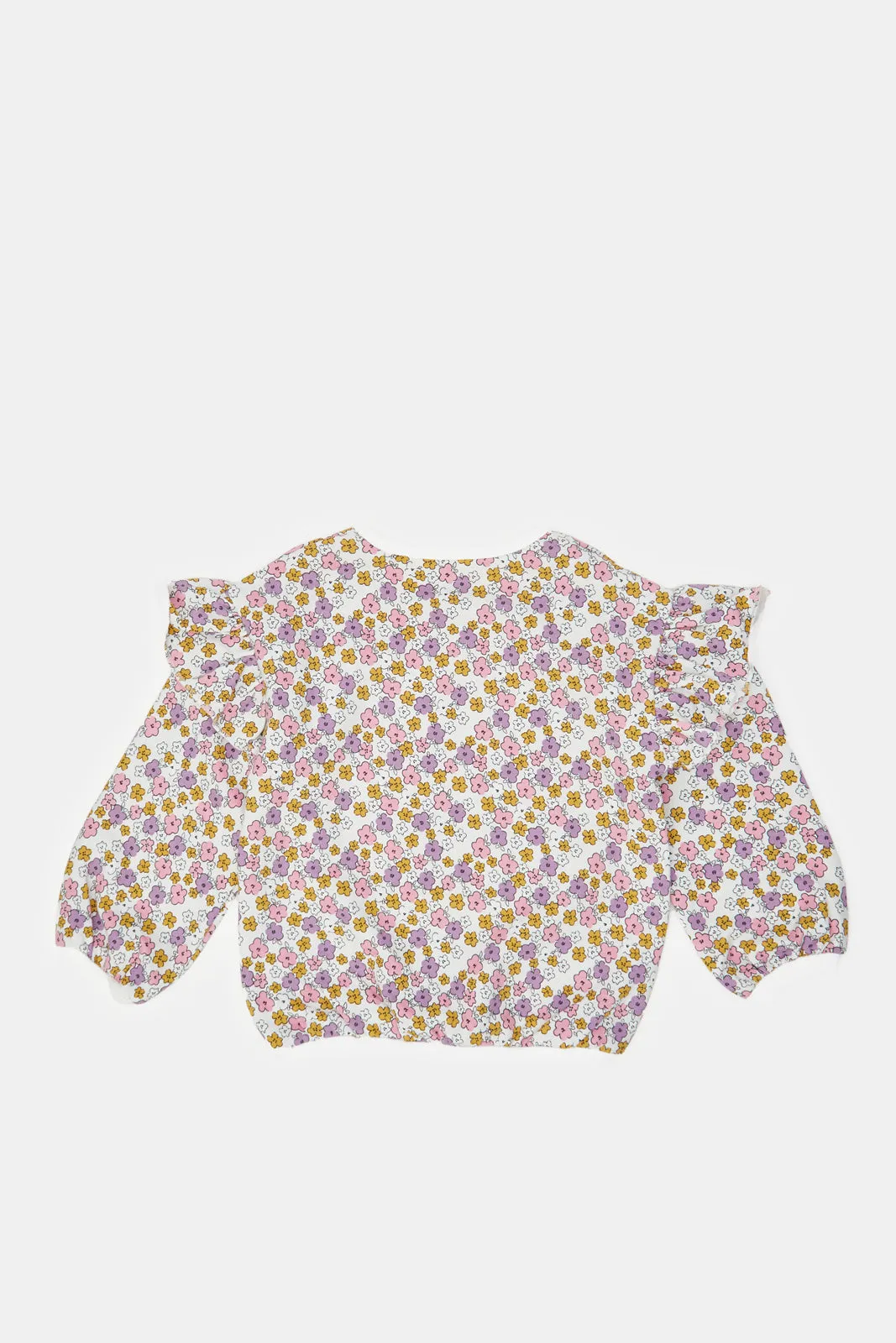 Ivory Floral Aop & Mustard Solid Sweatshirt