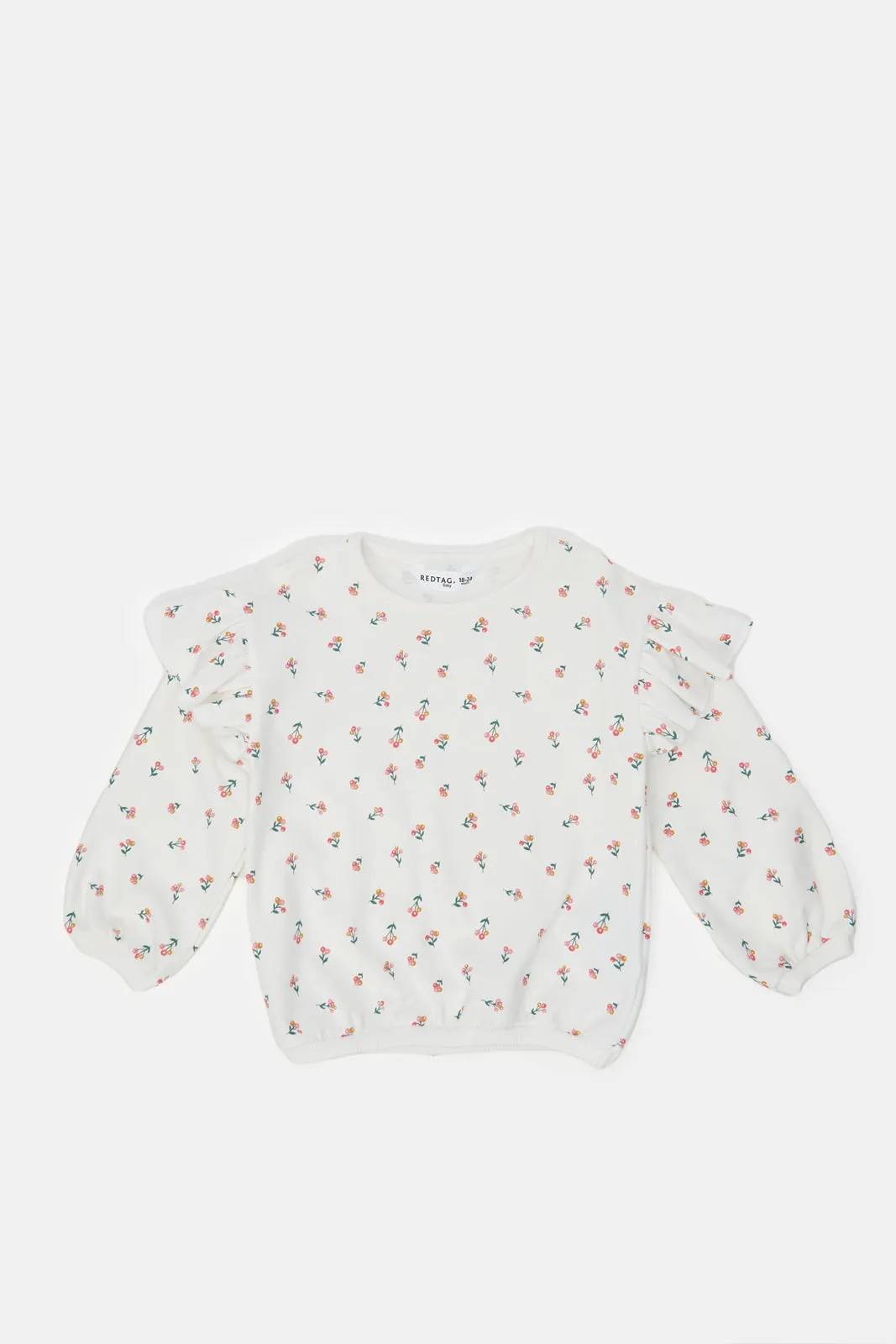 Ivory Floral Aop & Peach Solid Sweatshirt