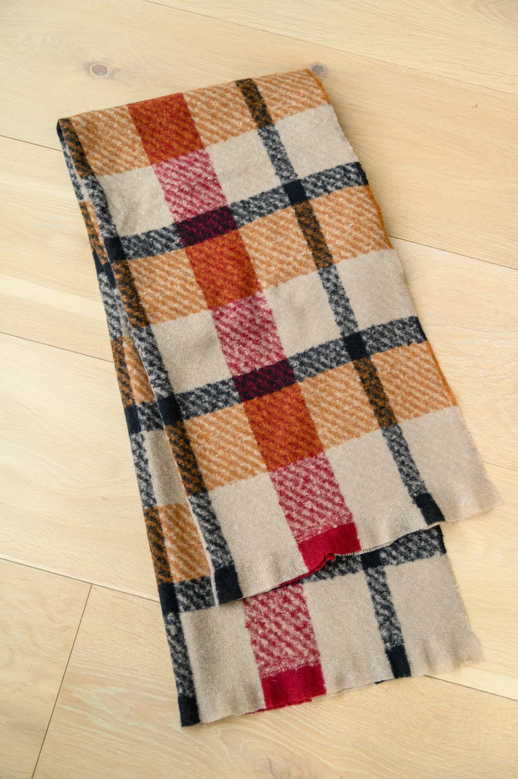 Keep Me Company Plaid Scarf In Rust