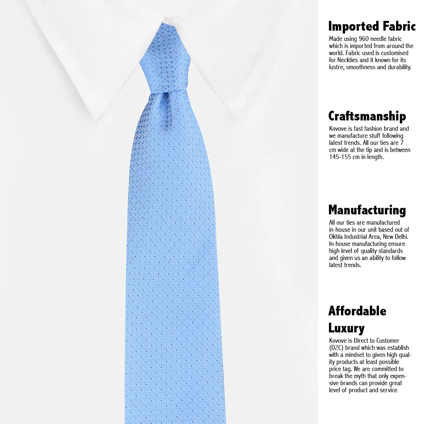 Kovove Glorious Cyan Polka Dot Necktie and Pocket Square Gift Box