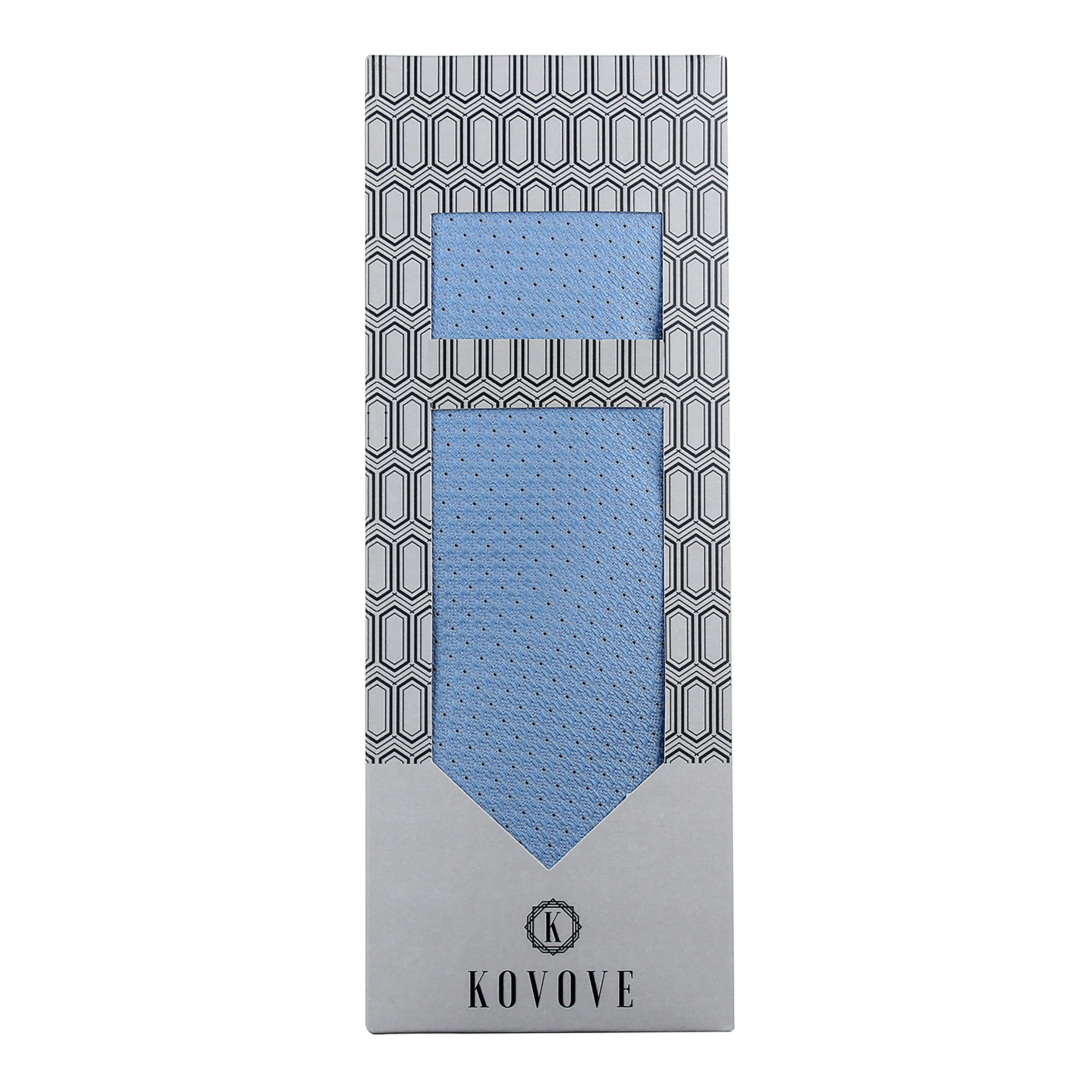 Kovove Glorious Cyan Polka Dot Necktie and Pocket Square Gift Box