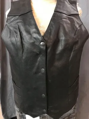 Ladies Plain Side Leather Vest 7458