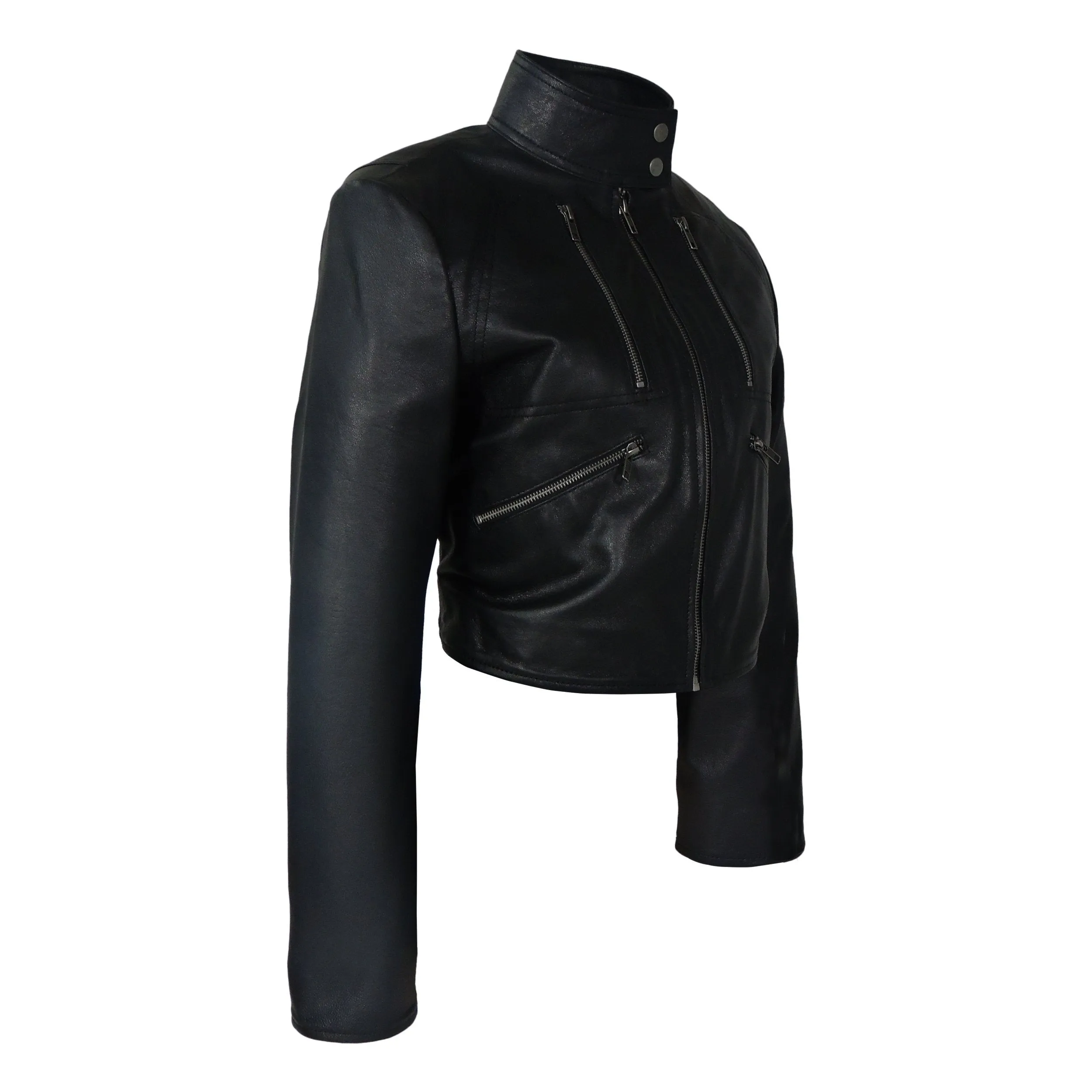 Ladies Sexy Short Cut Bolero Leather Jacket