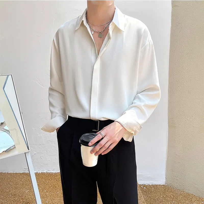 Lapel Collar Solid Color Casual Long Sleeved Shirt