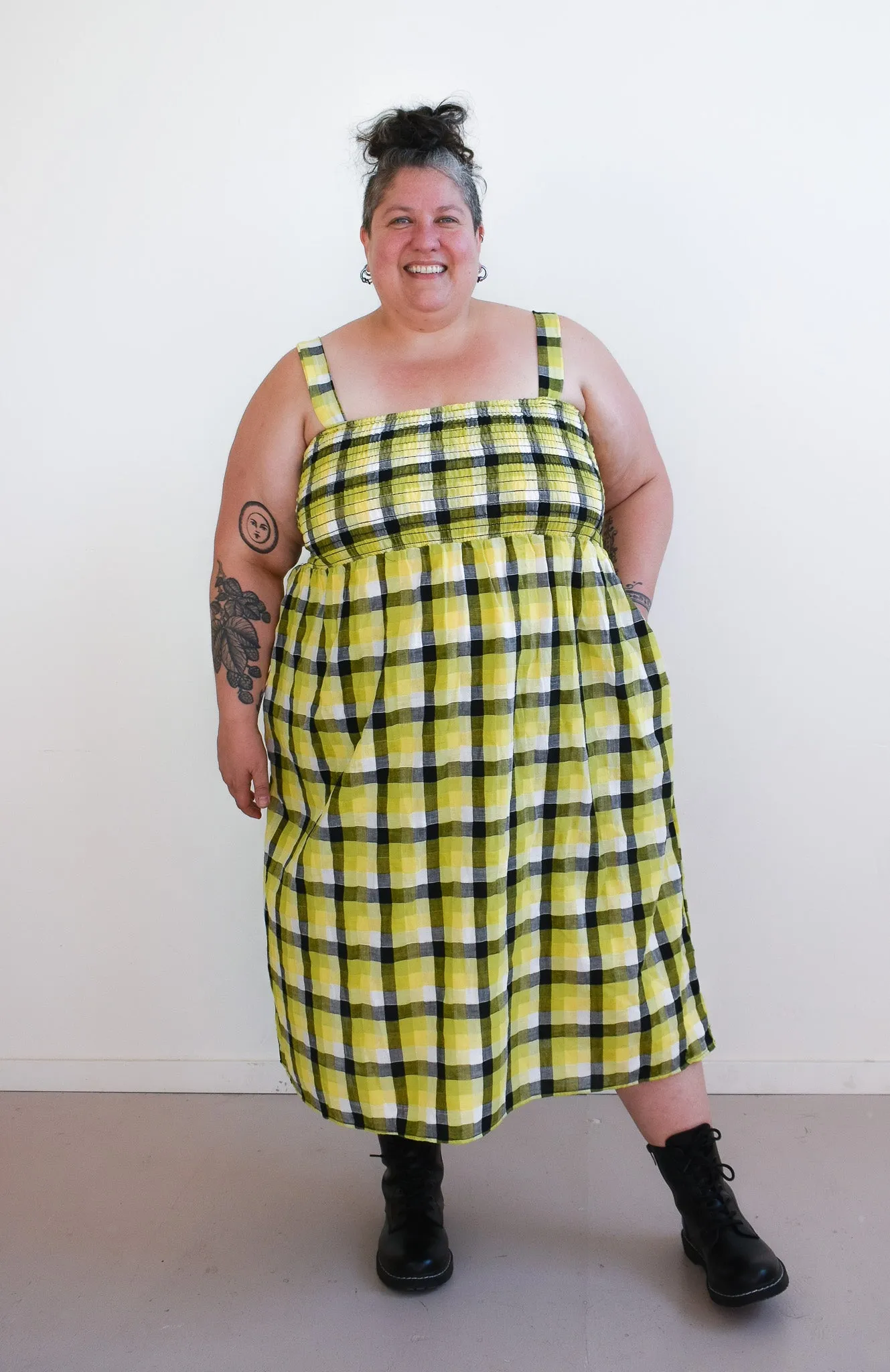 Leah in Bumblebee Checker