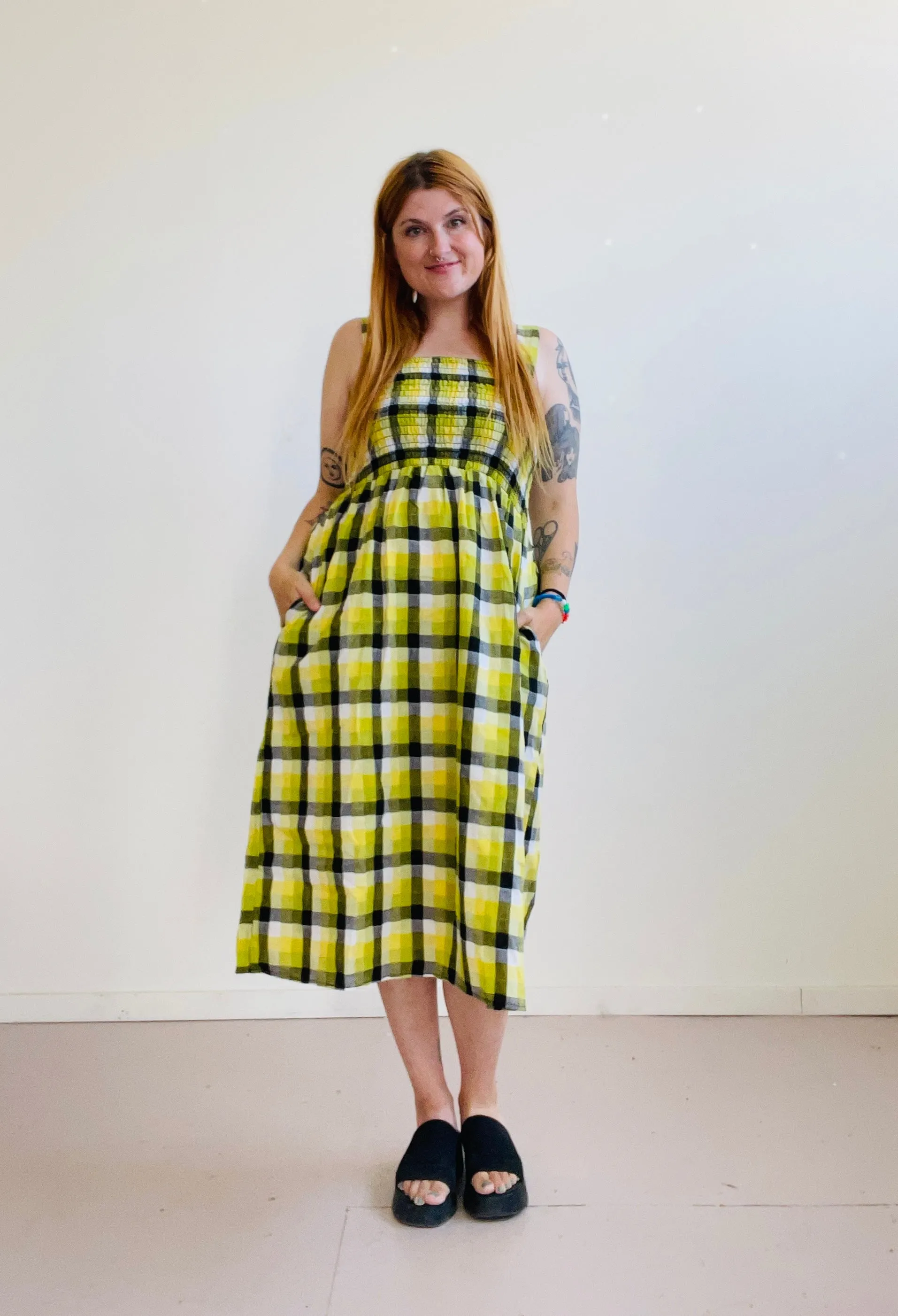 Leah in Bumblebee Checker