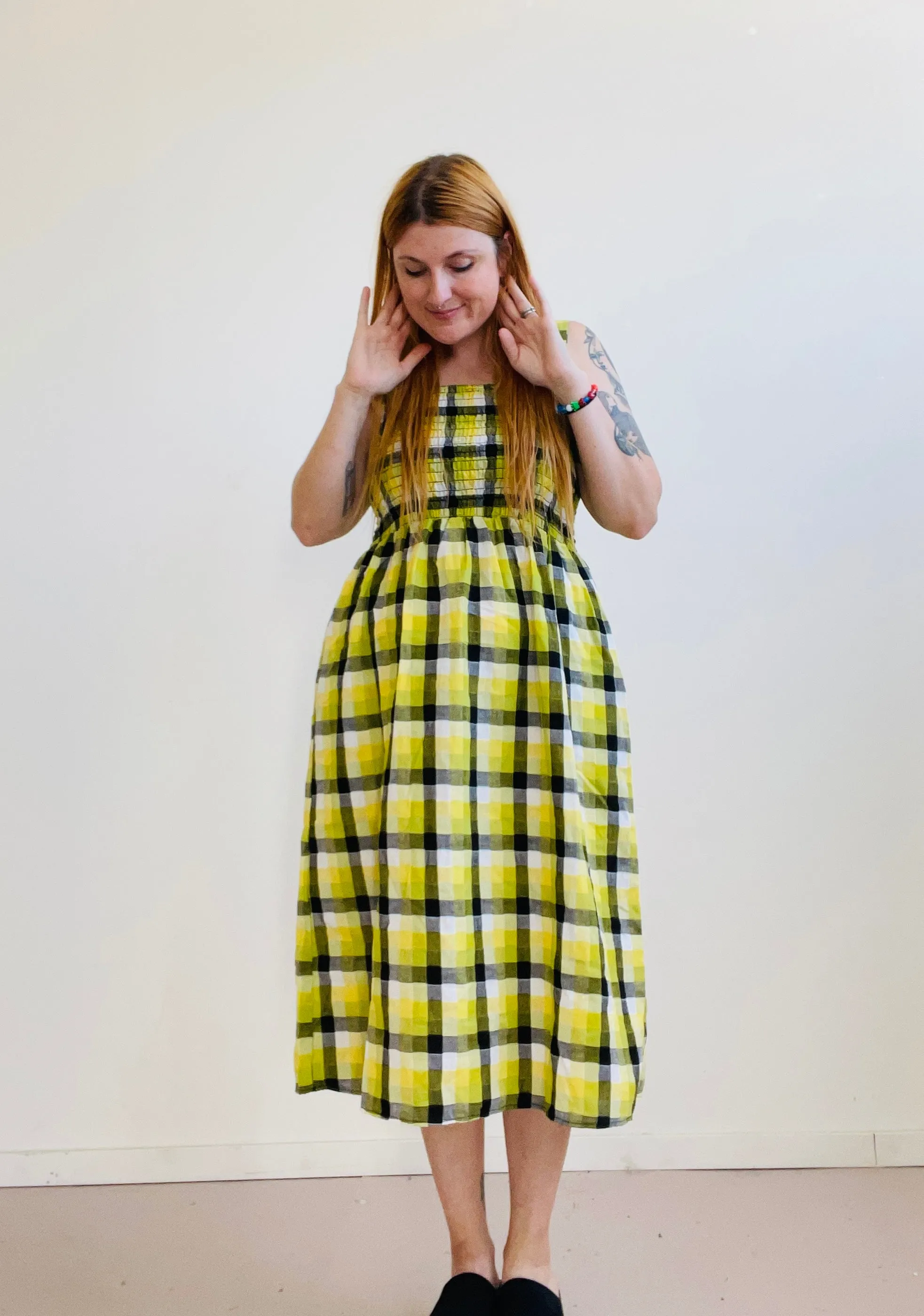 Leah in Bumblebee Checker