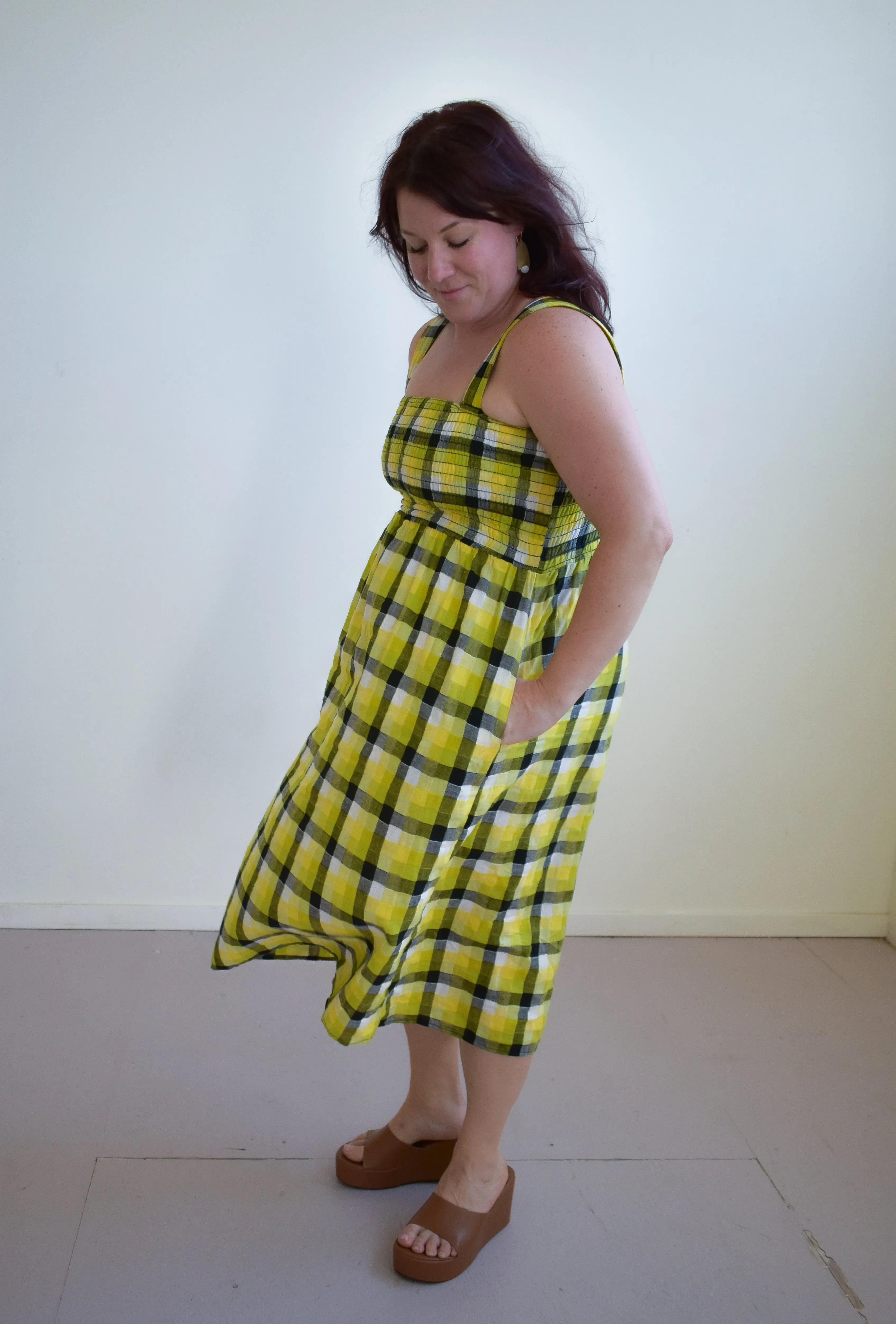 Leah in Bumblebee Checker