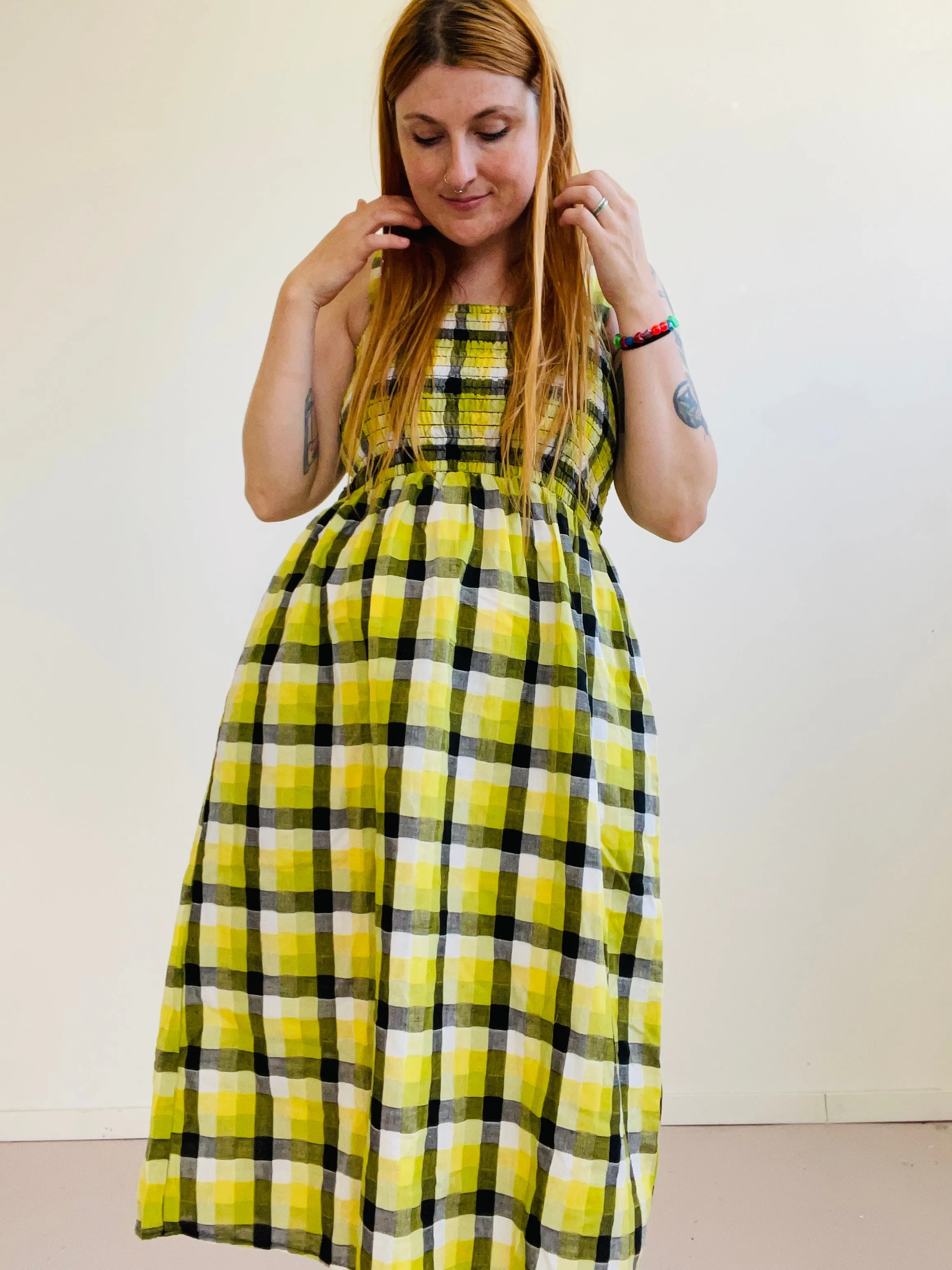 Leah in Bumblebee Checker