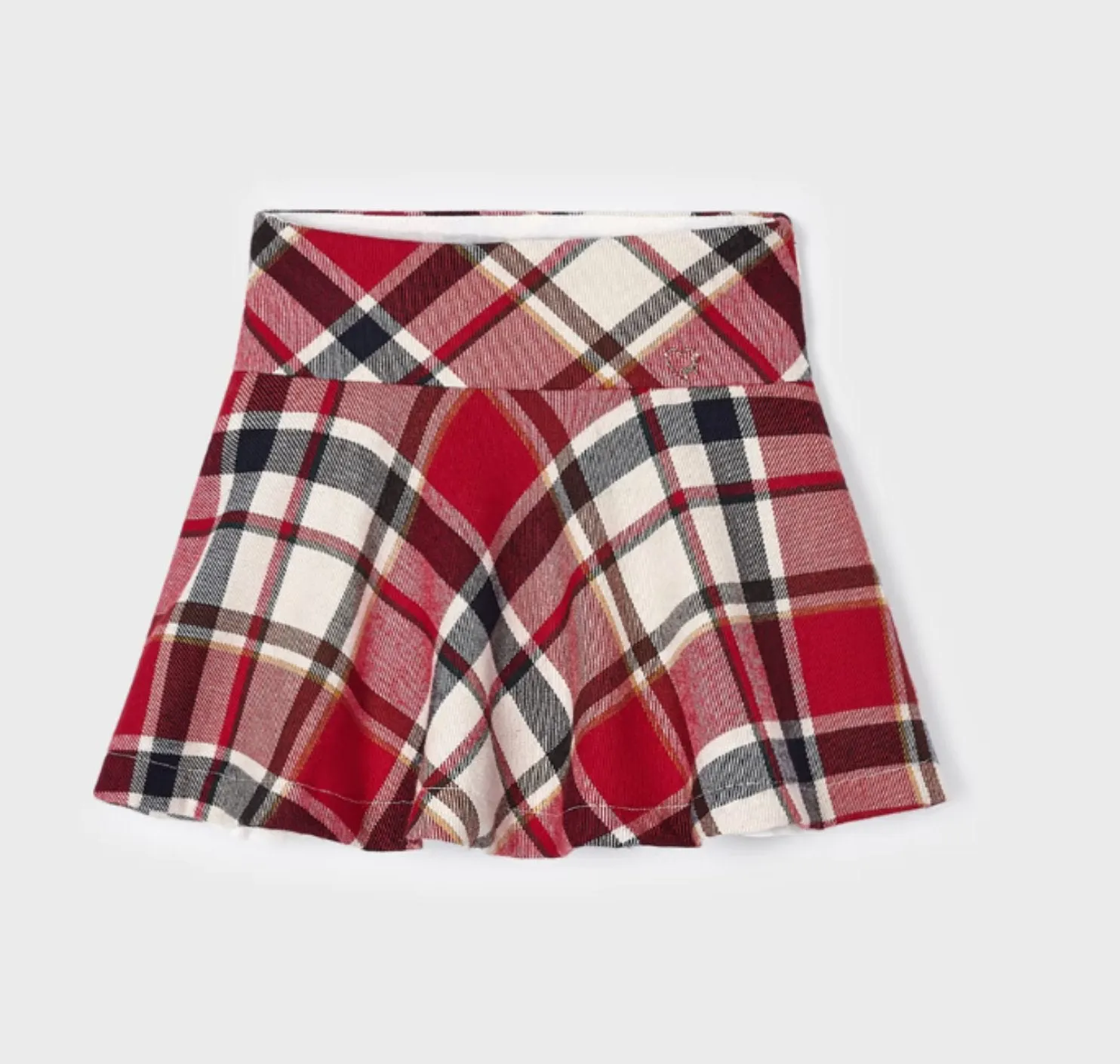 Mayoral Girls Red Plaid Jacquard Skirt