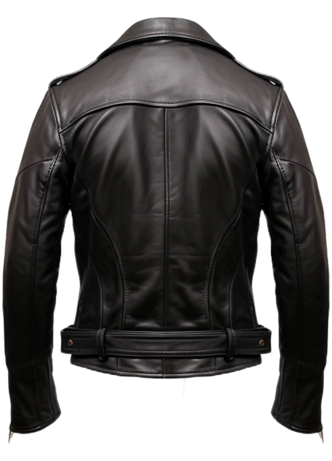 Men Black Biker Genuine Leather Jacket - Biker Jacket Black