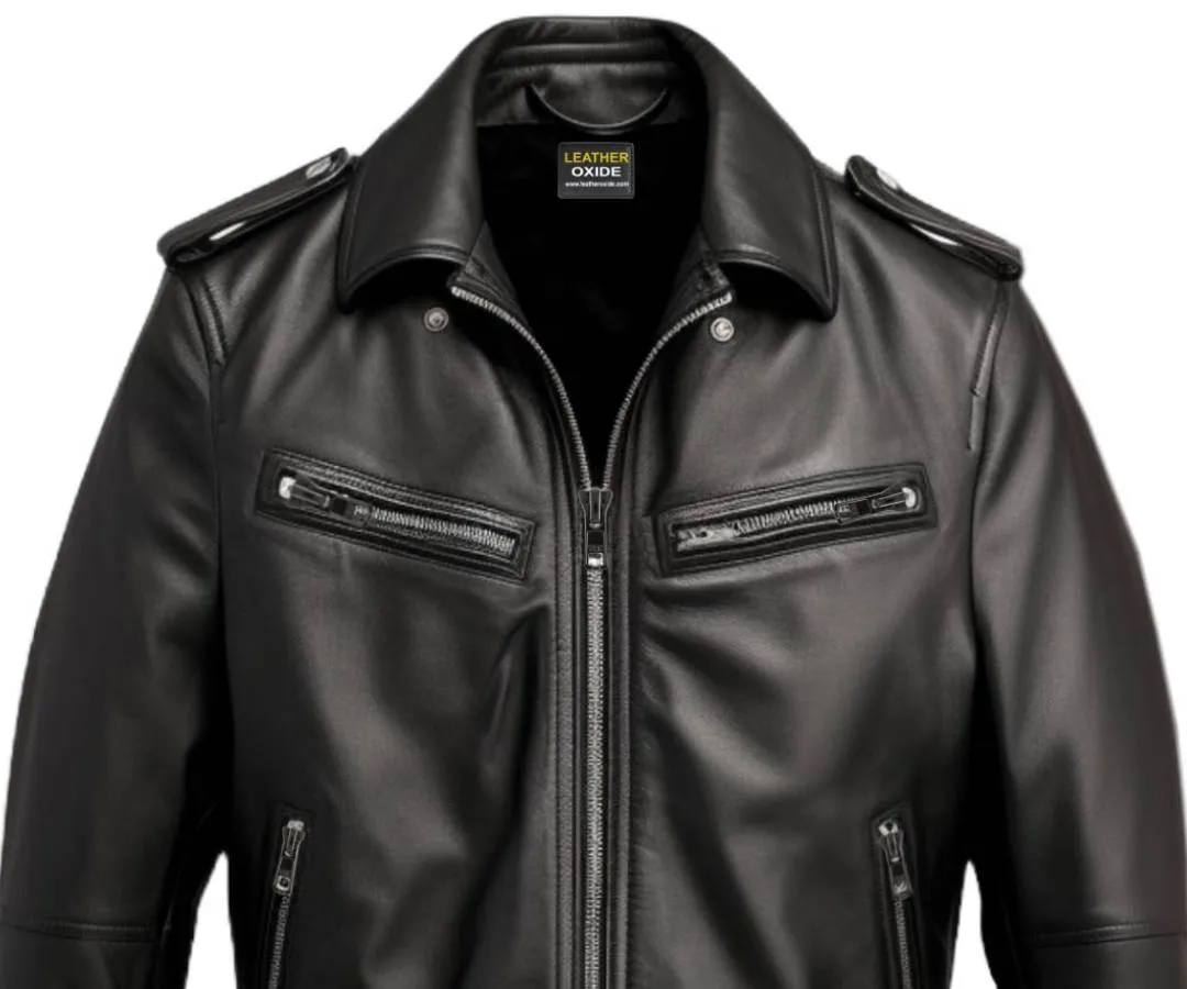 Men Black Leather Jacket - Biker Black Jacket