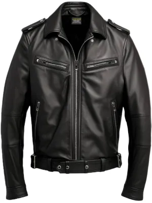 Men Black Leather Jacket - Biker Black Jacket