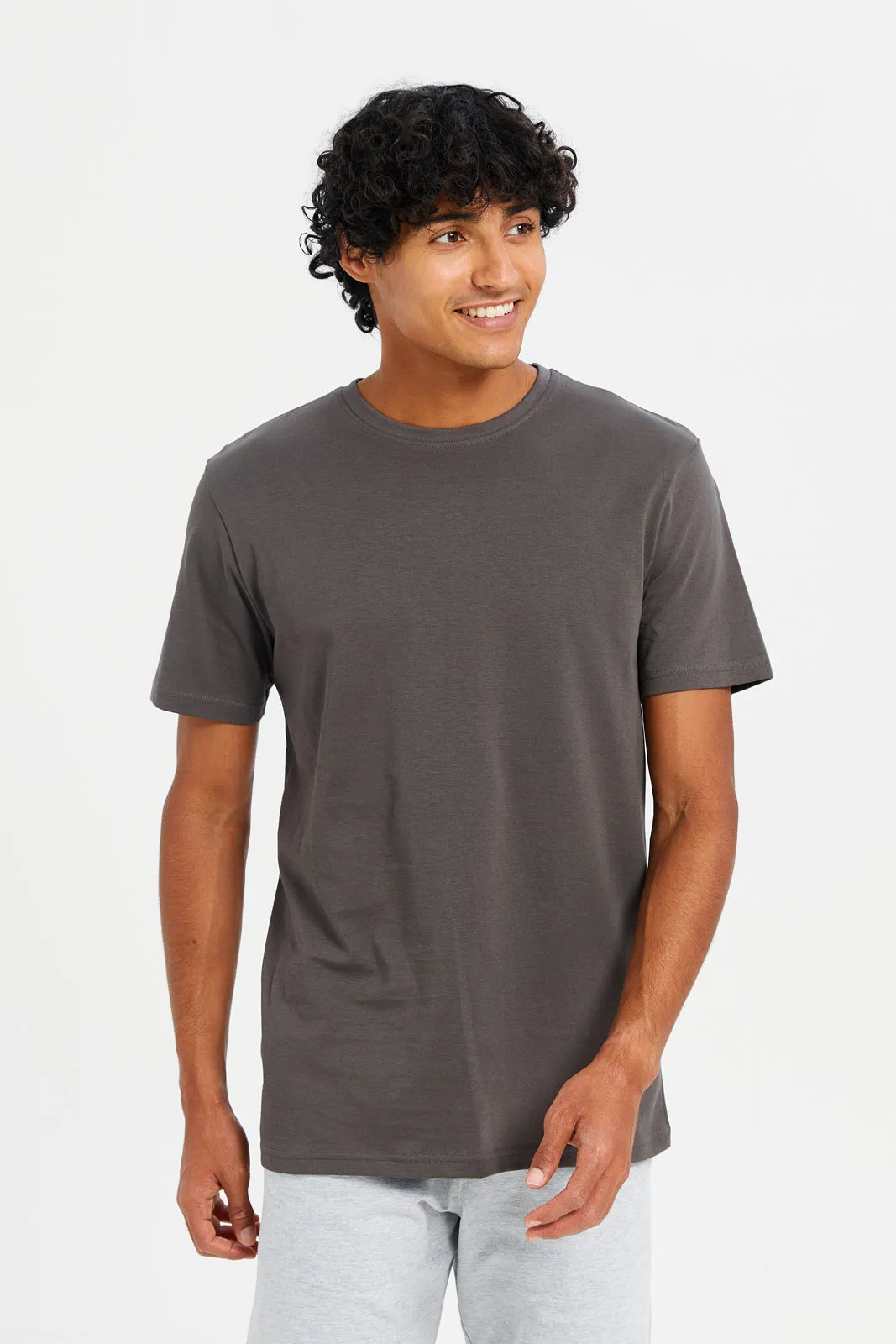 Men Charcoal Short Sleeved T-Shirt