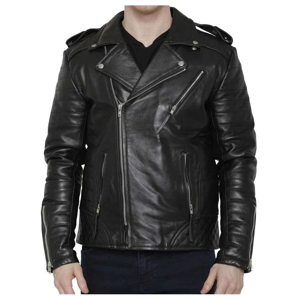 Men Motorcycle Fashion Leather Jacket