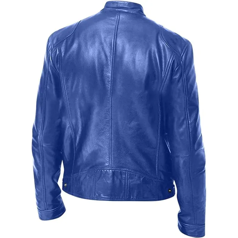 Men's Blue Leather Jacket