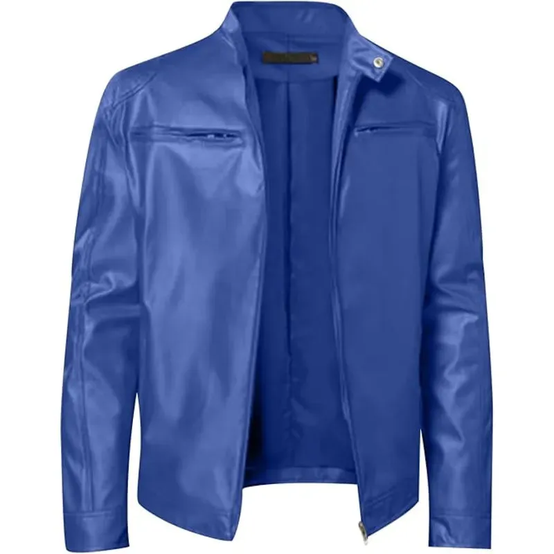 Men's Blue Leather Jacket