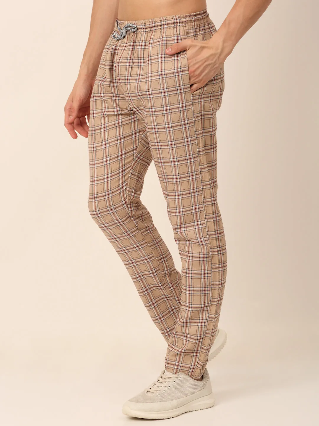 Men'S Checked Cotton  Track Pants