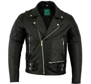 Men's Classic Leather Marlon Brando Jacket Biker Motorbike Motorcycle Vintage