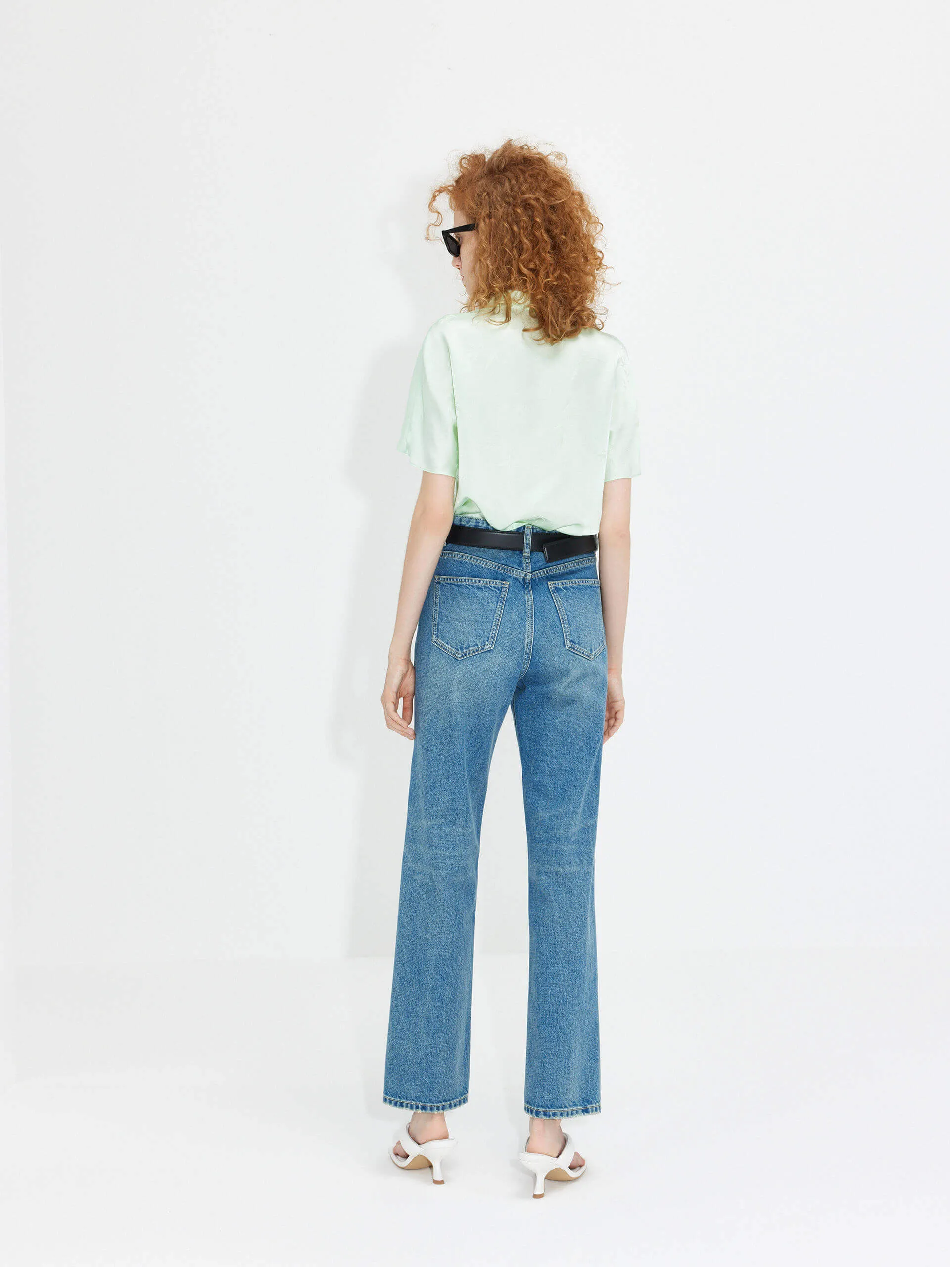 Mid Waist Straight Jeans