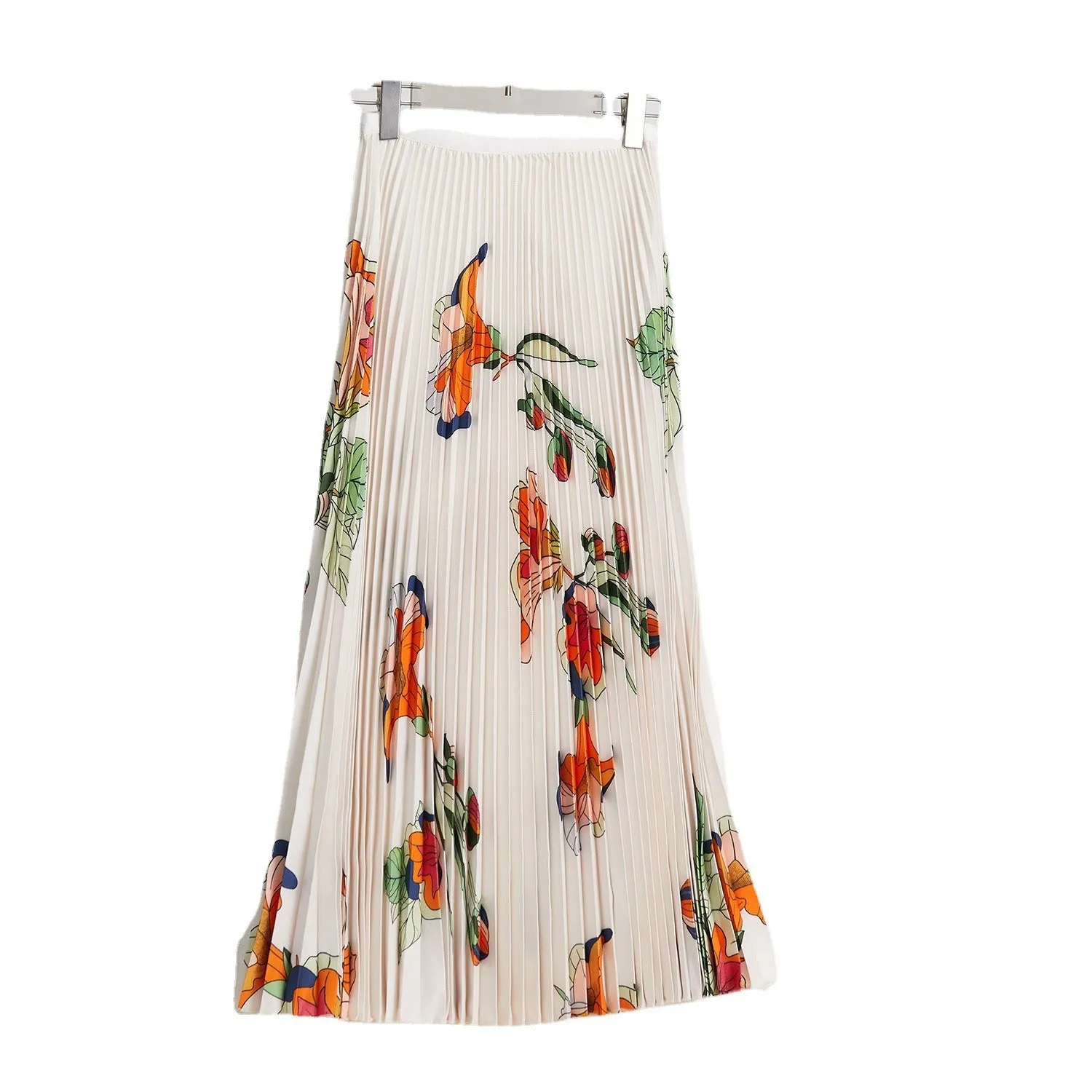 Miyake Pleated Floral Print Top and Skirt Set