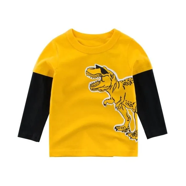 MOF Kids sweatshirts toddler sweatsuit yellow green dinosaur print