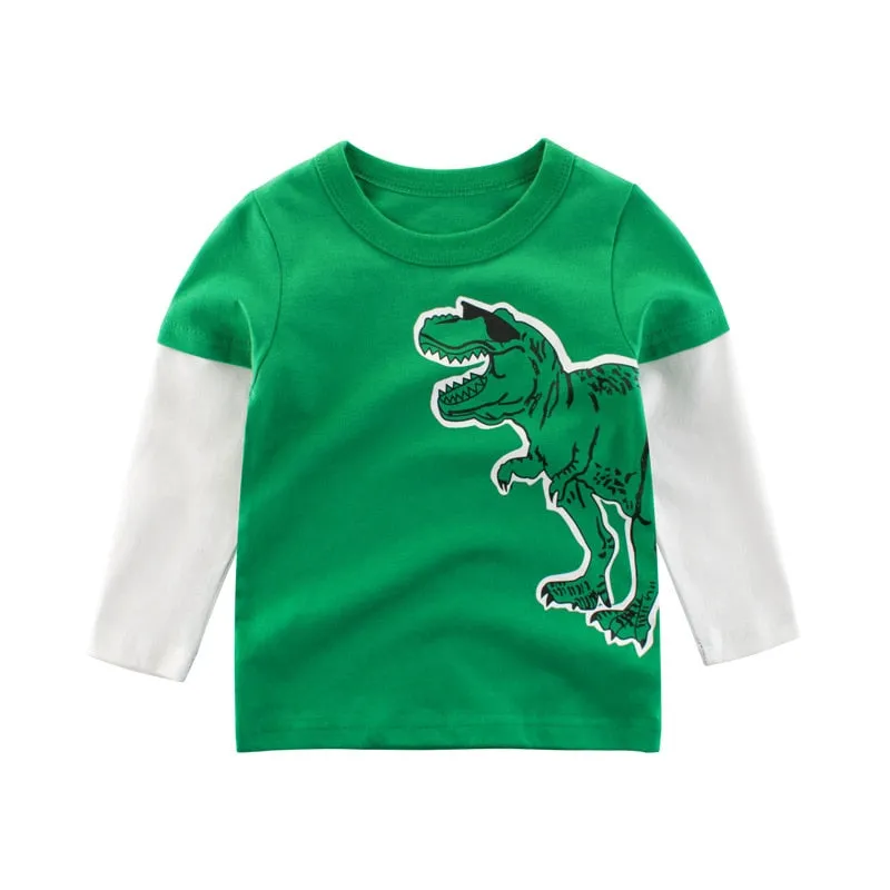 MOF Kids sweatshirts toddler sweatsuit yellow green dinosaur print