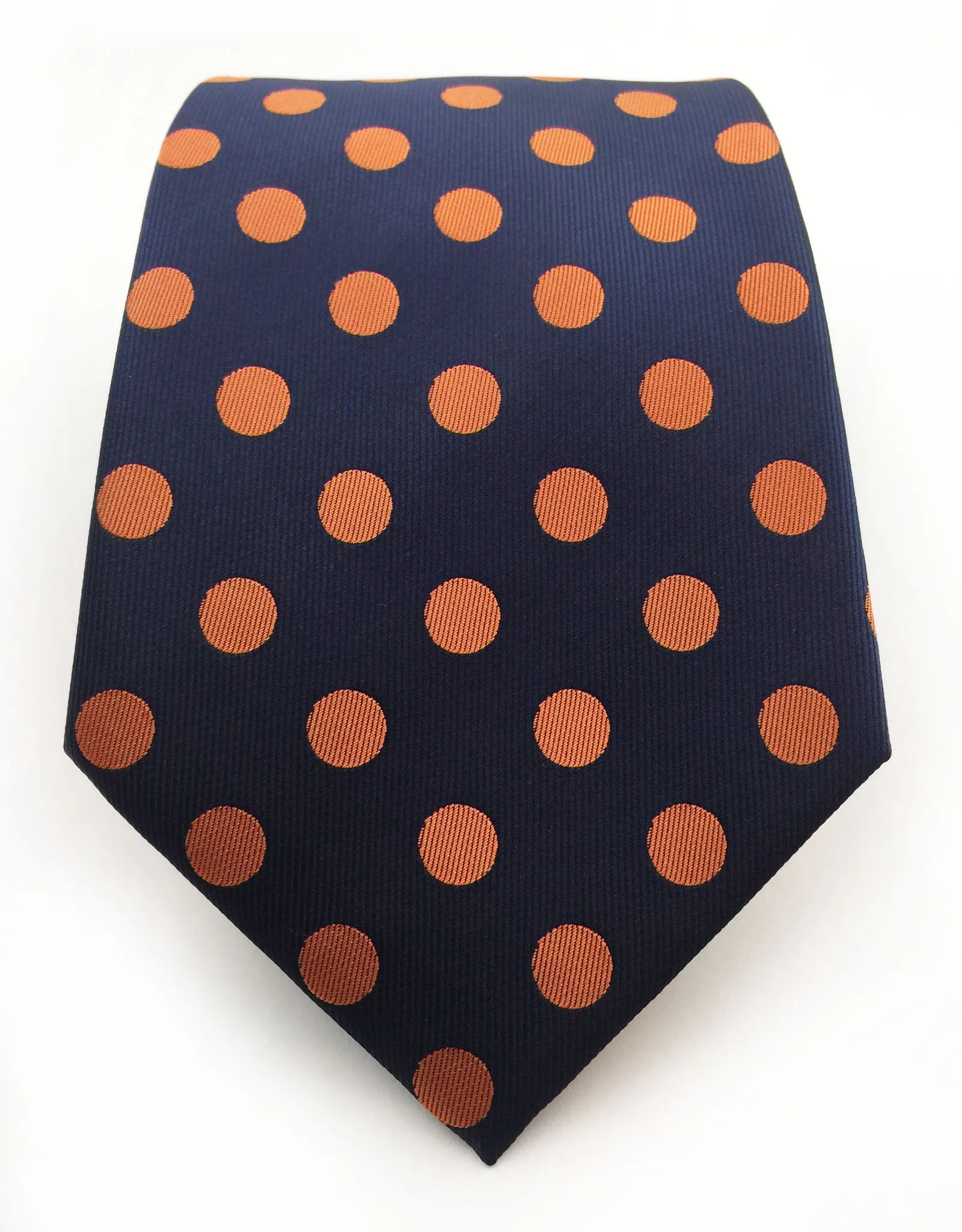 Navy Blue & Orange Polka Dot Necktie