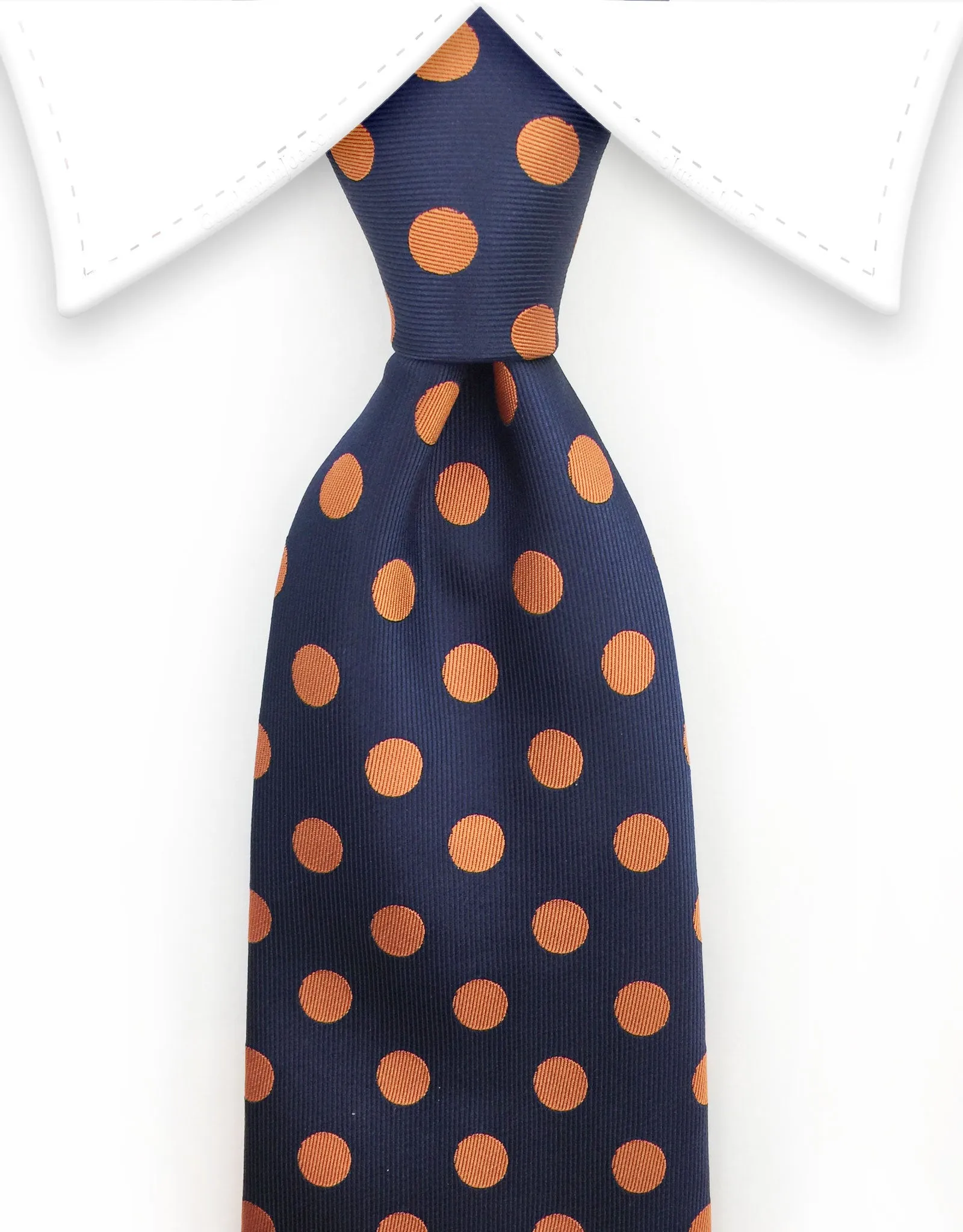 Navy Blue & Orange Polka Dot Necktie