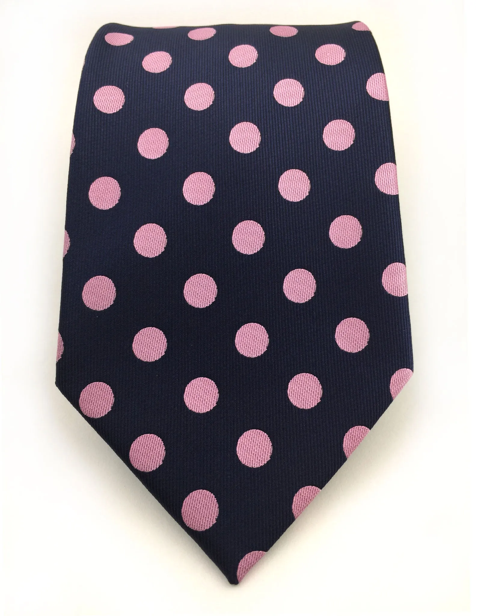 Navy Blue and Pink Polka Dot Tie